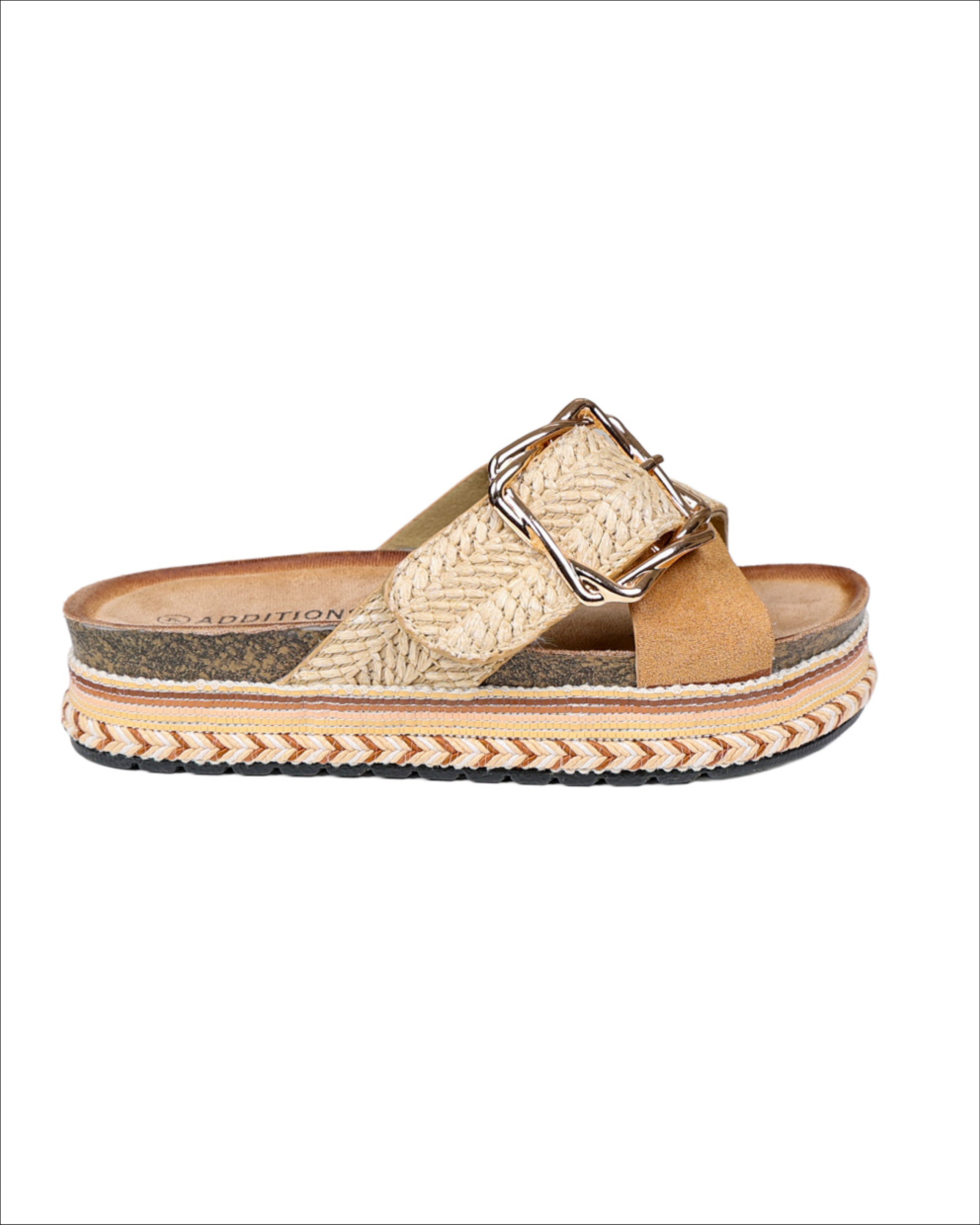 Crossover Espadrille Detail Flatform Slide