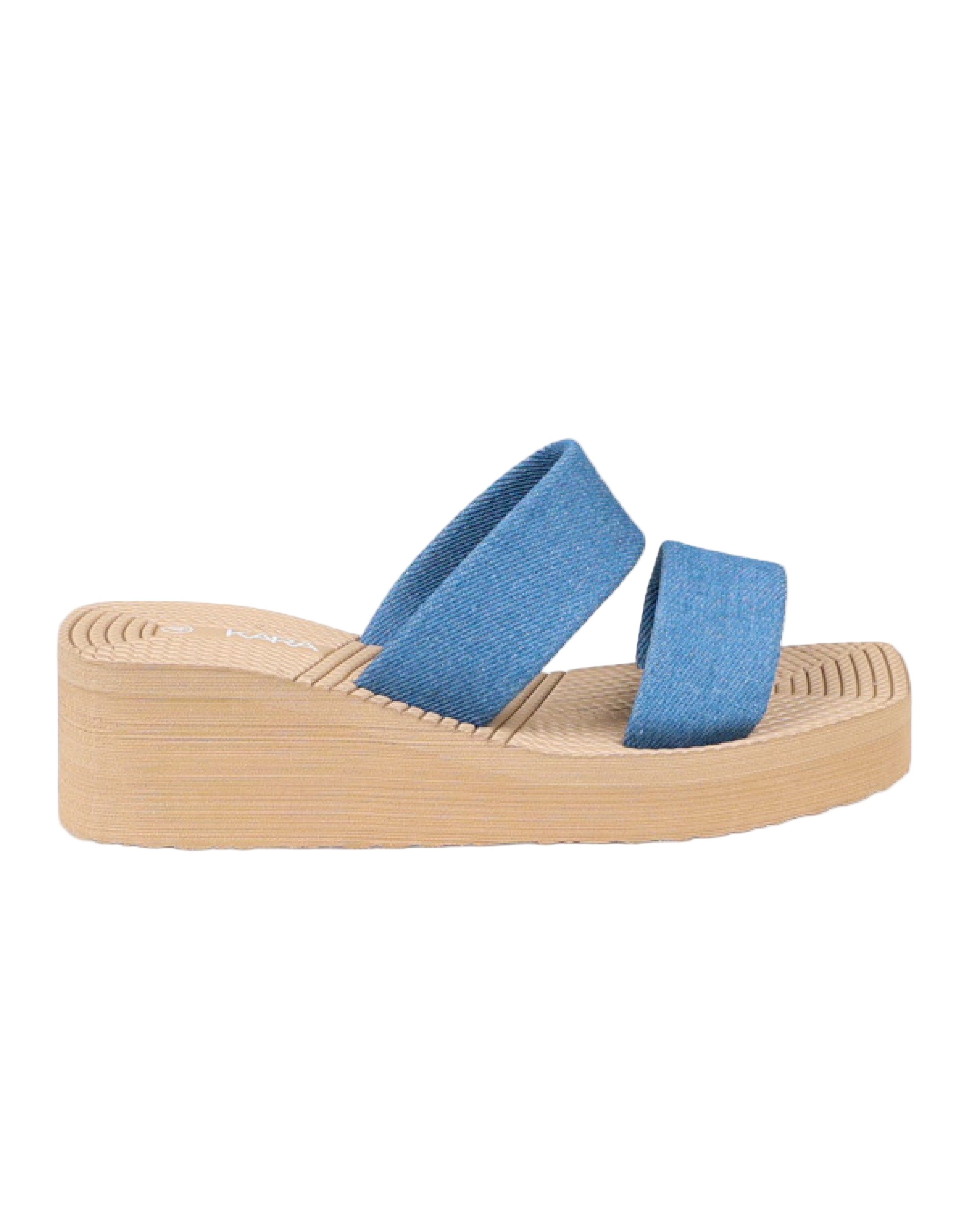 Blue Double Band EVA Wedge Mule