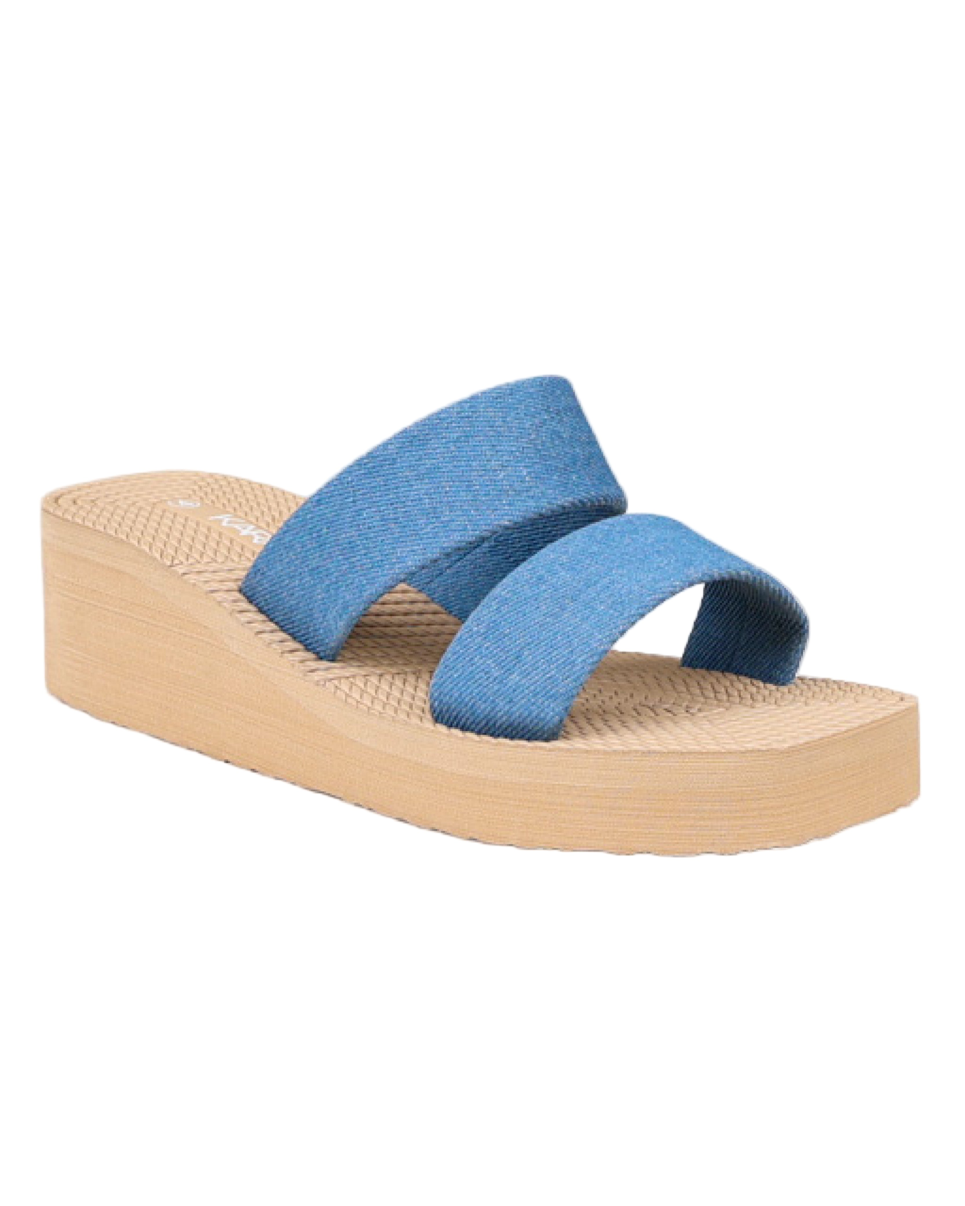 Blue Double Band EVA Wedge Mule