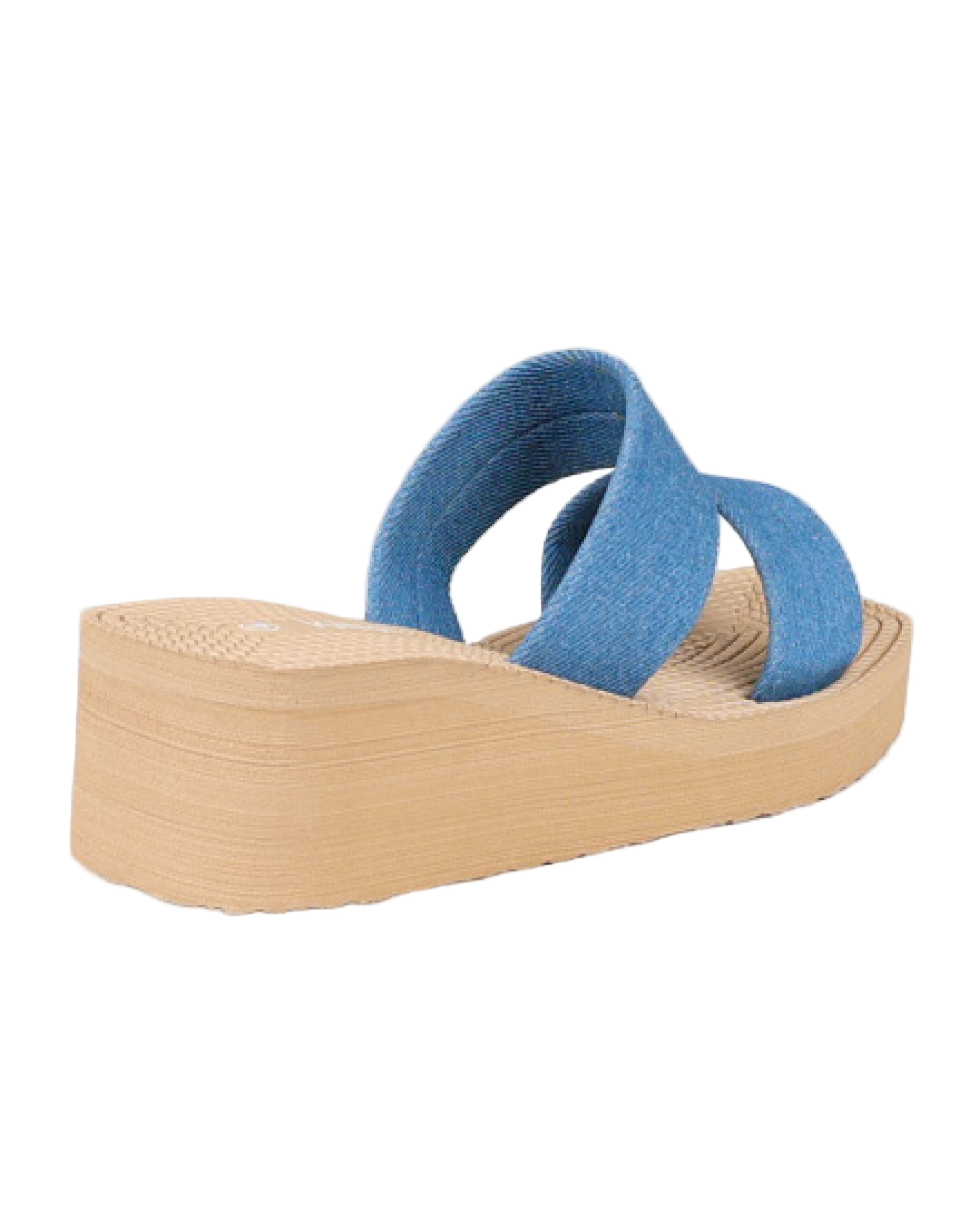 Blue Double Band EVA Wedge Mule