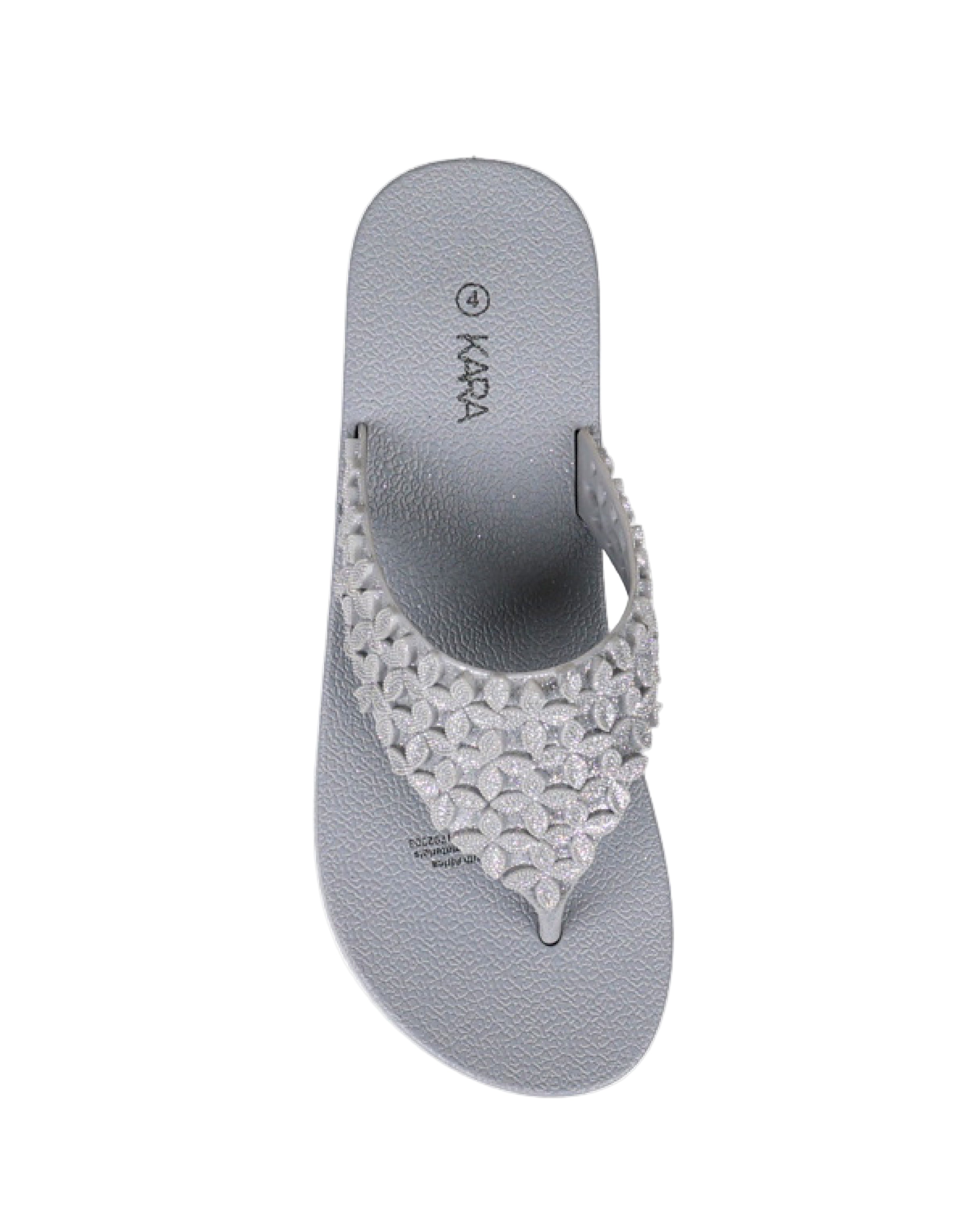 Grey Glitter Petal Detail Jelly Wedge Sandal