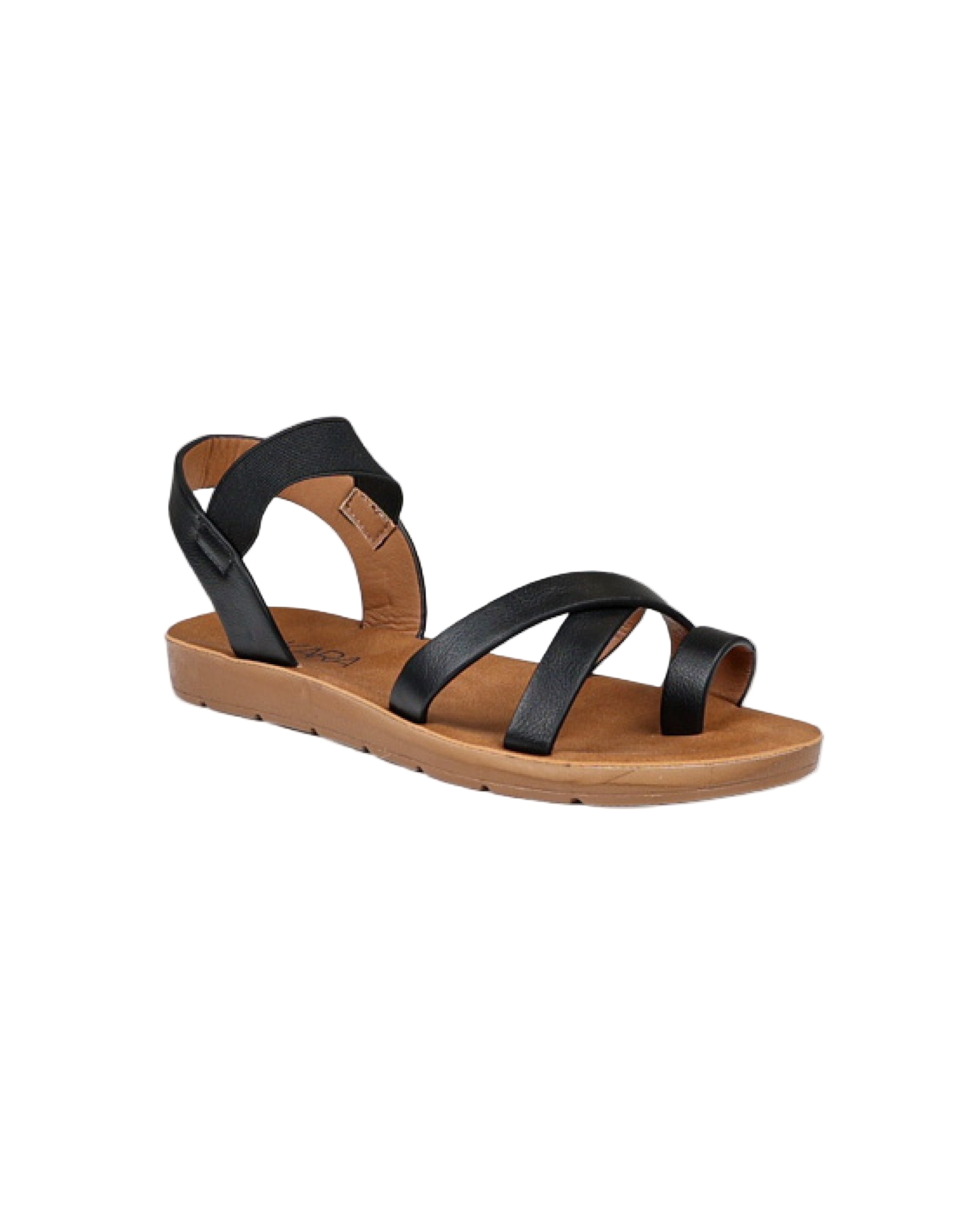 Black Moulded Crossover Toepost Sandal