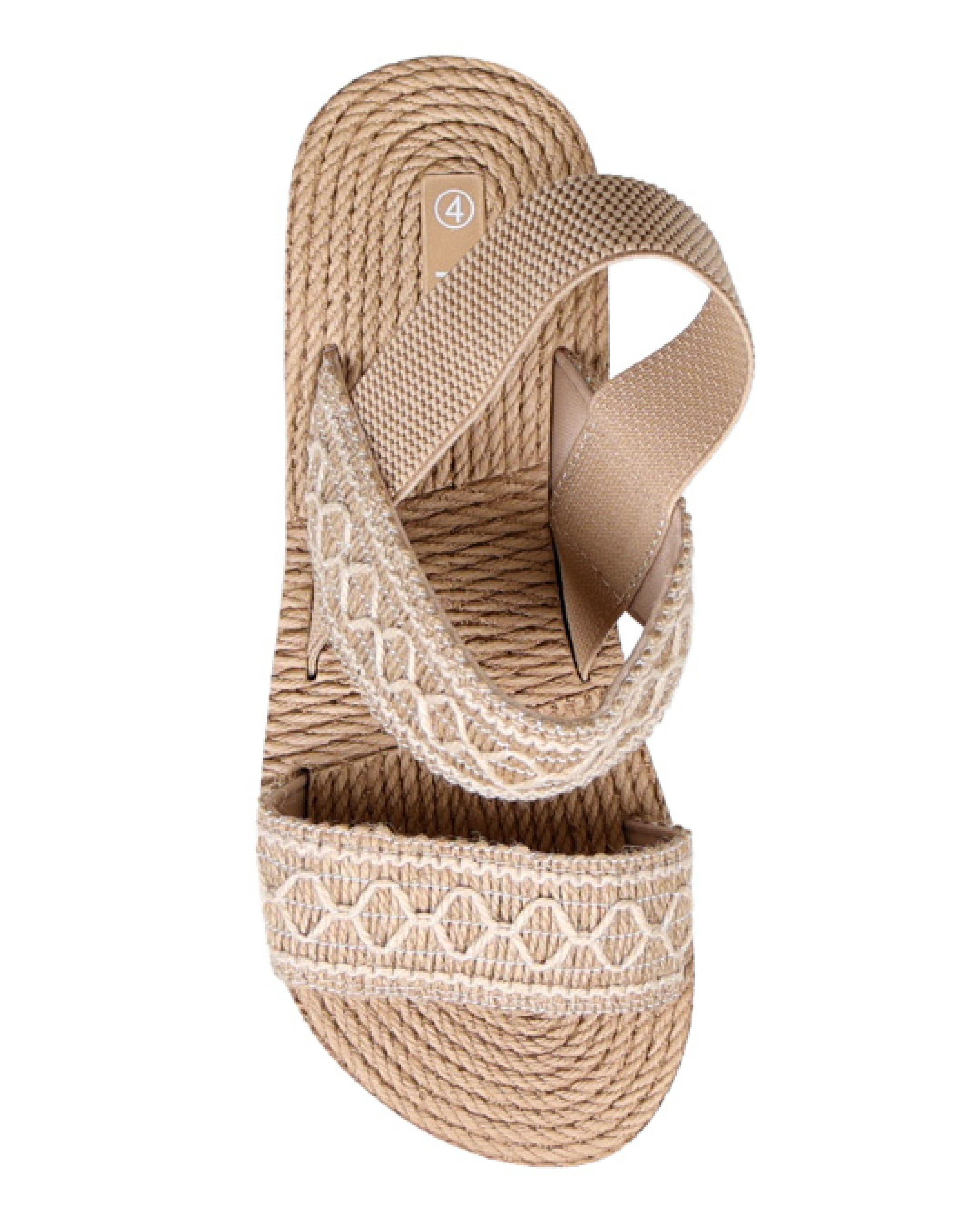 Taupe Double Band Elastic Detail EVA Wedge Sandal
