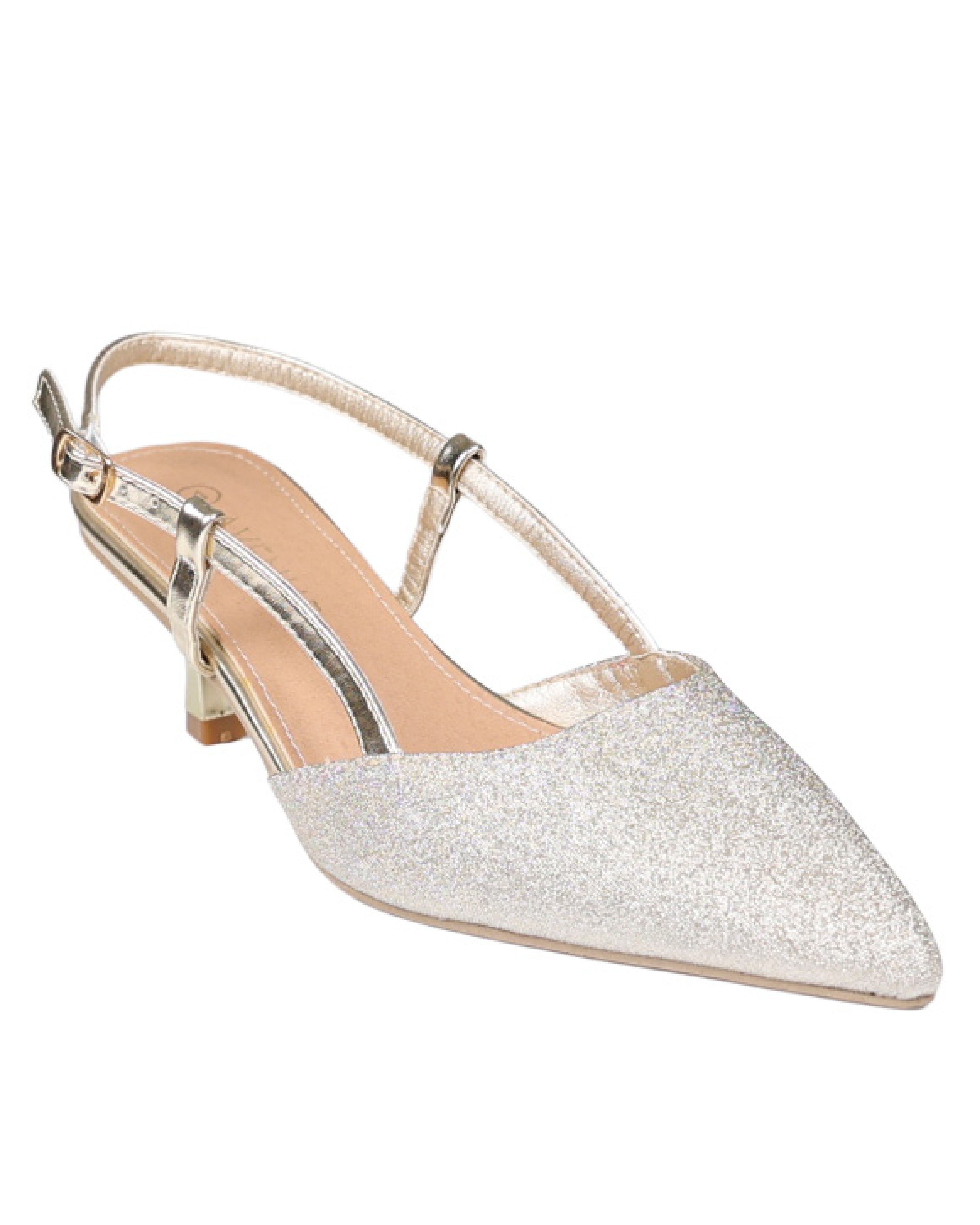 Gold Shimmer Slingback Kitten Heel