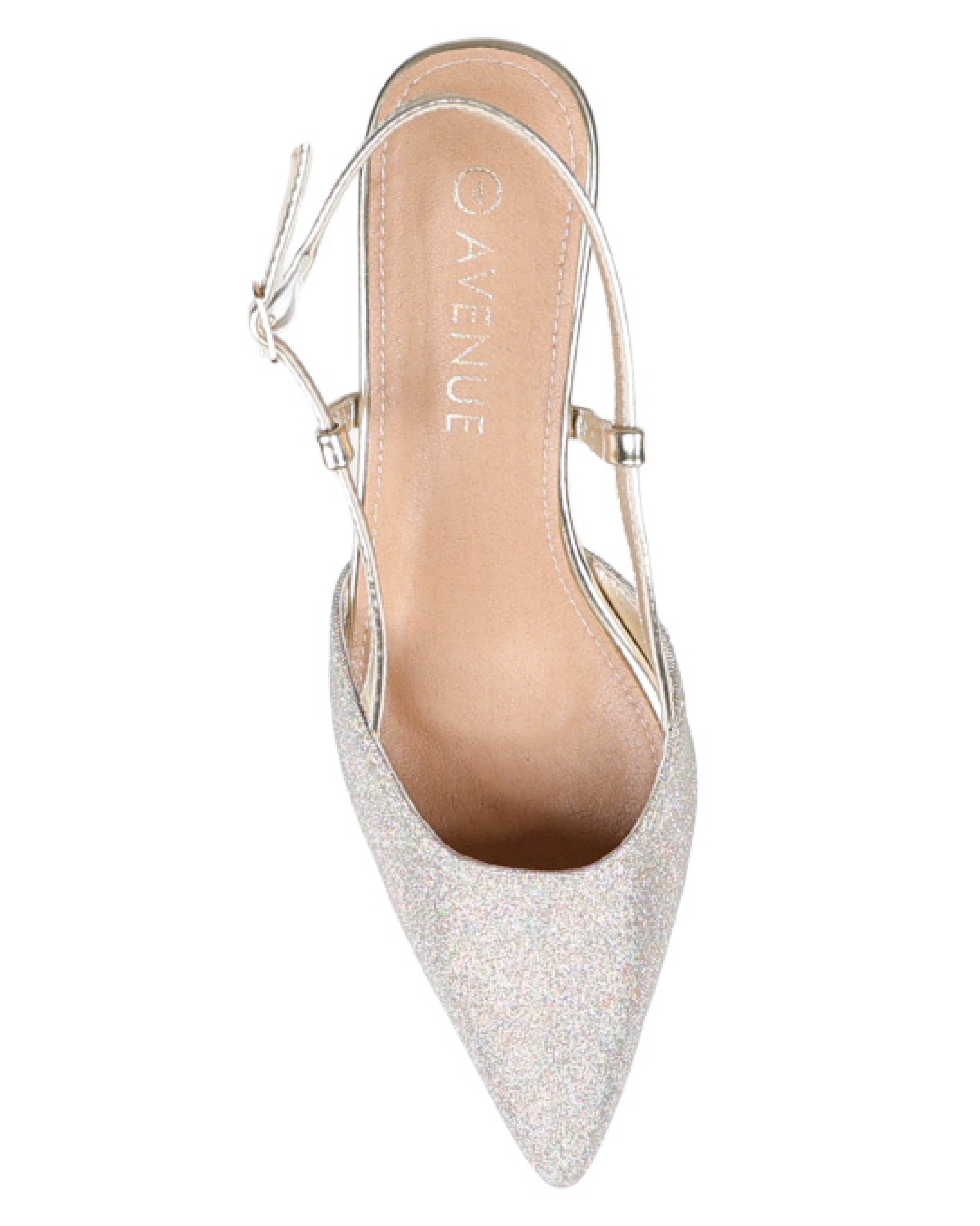 Gold Shimmer Slingback Kitten Heel