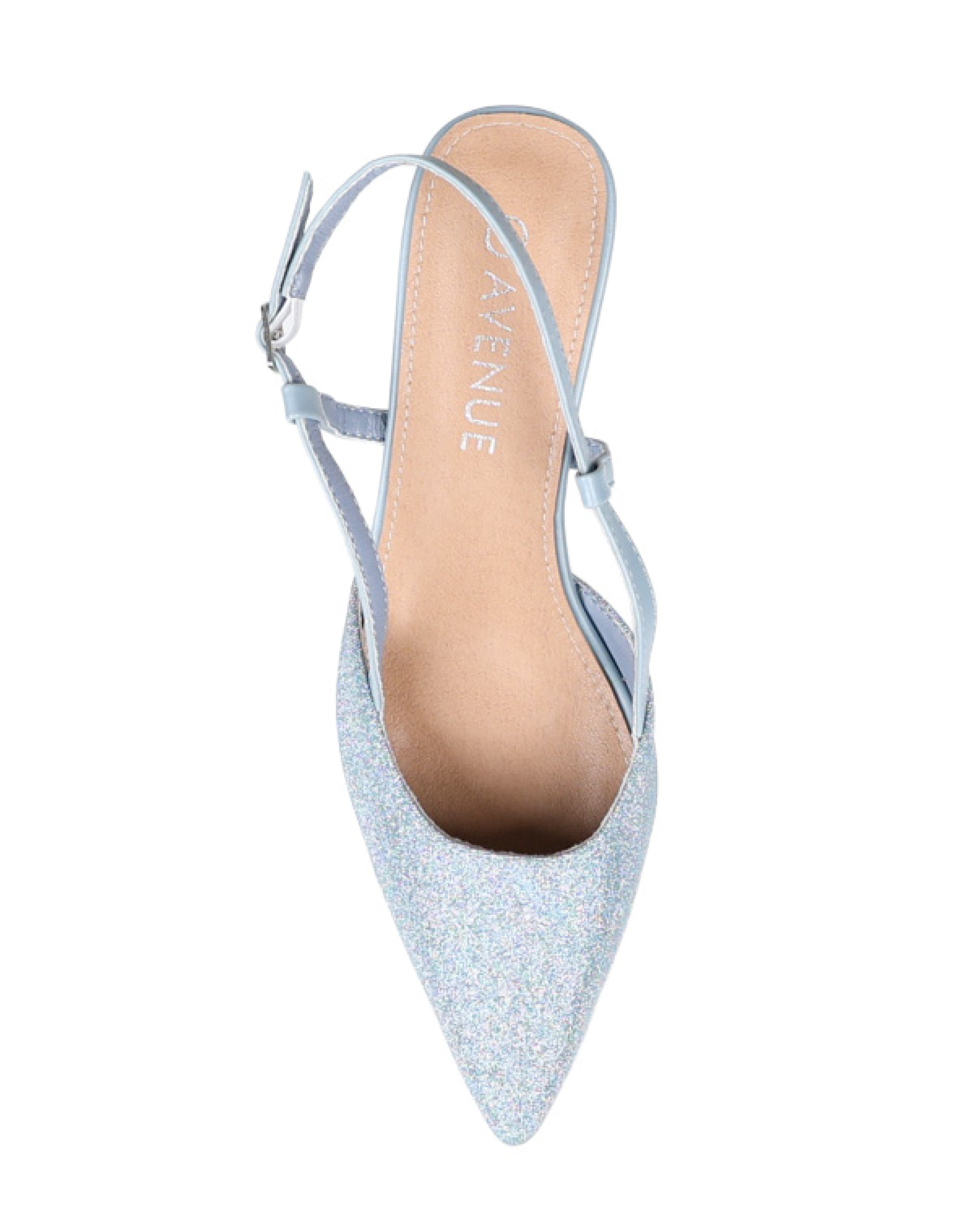 Blue Shimmer Slingback Kitten Heel