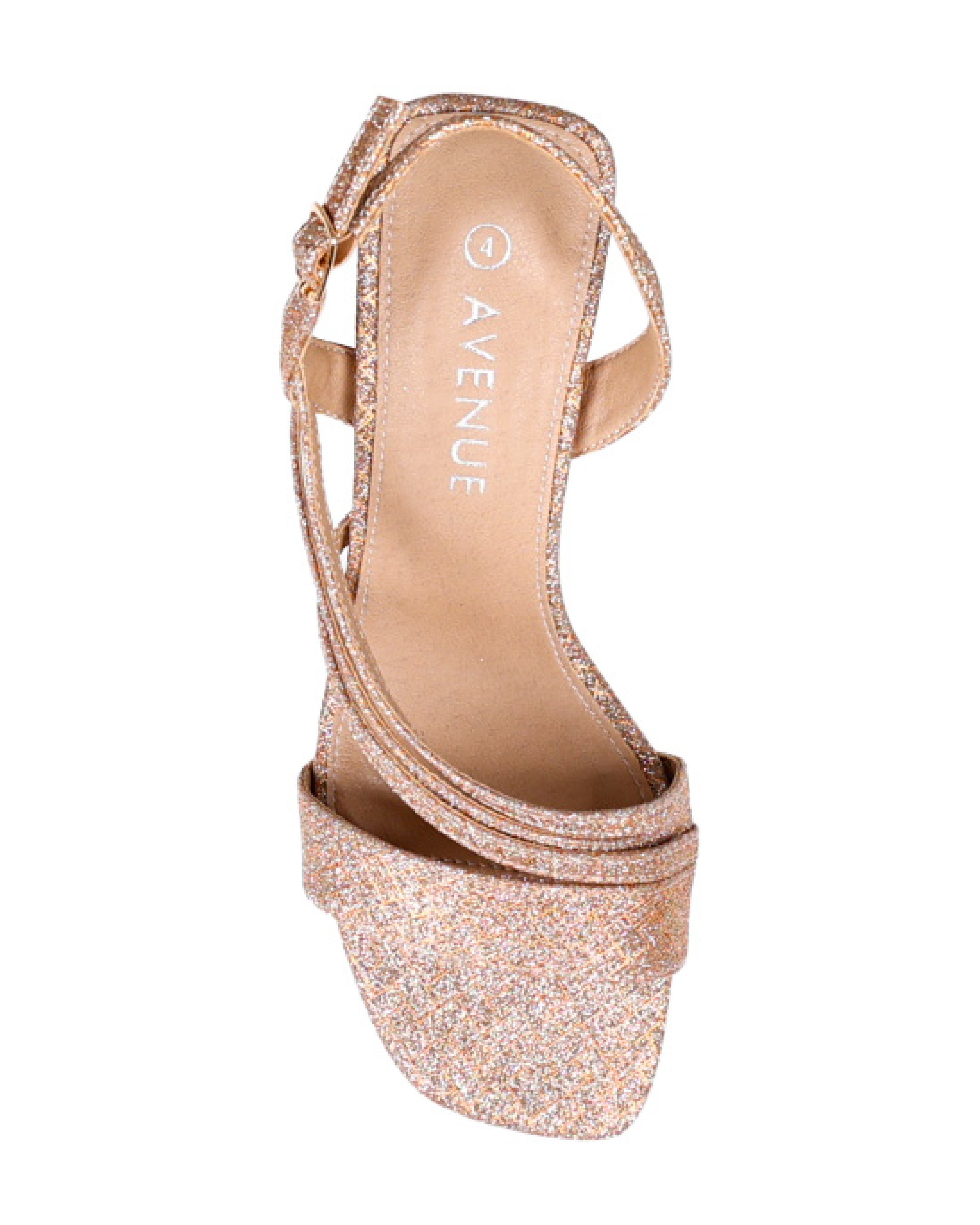 Rose Gold Multi Strap Block Heel