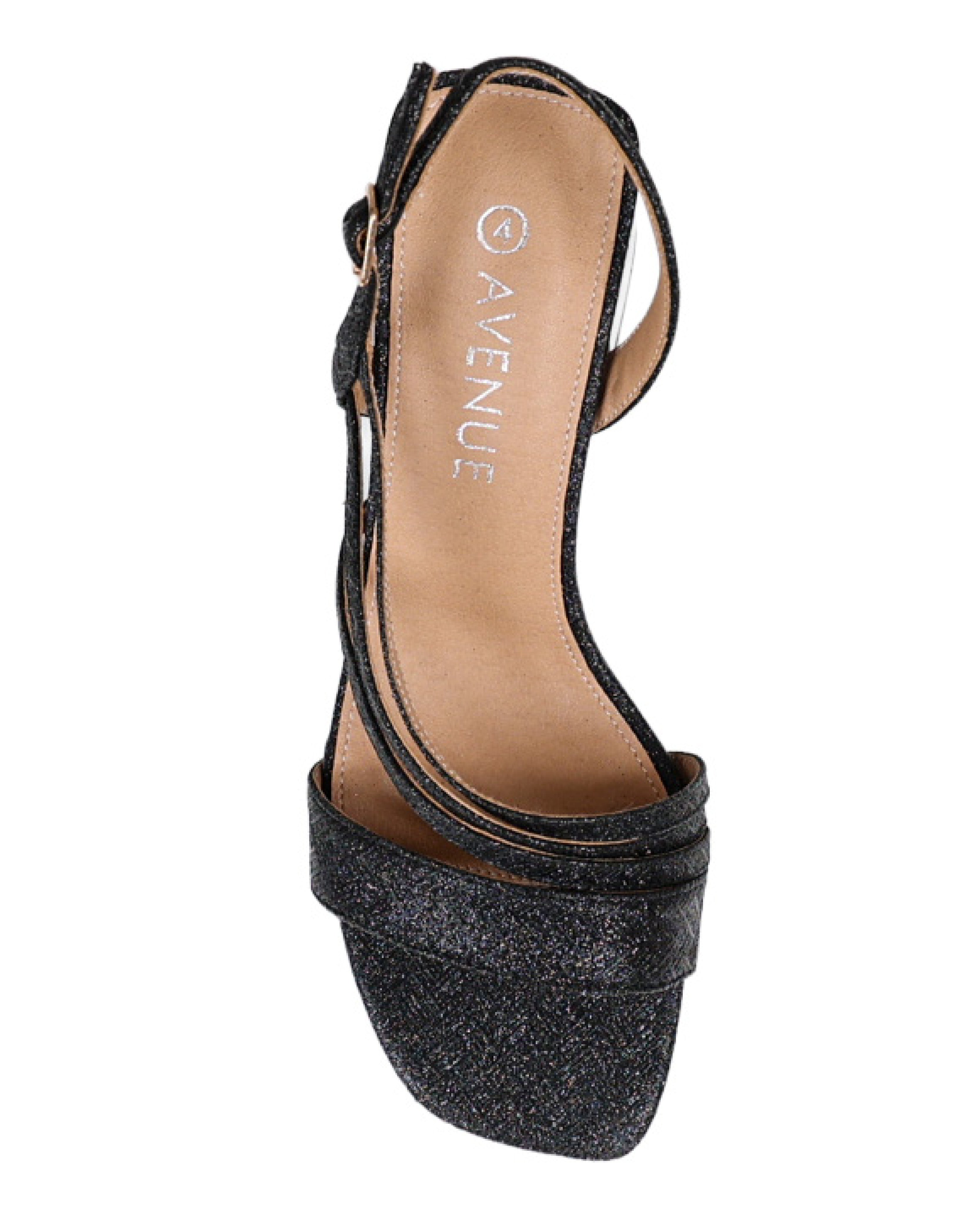 Black Shimmer Multi Strap Block Heel