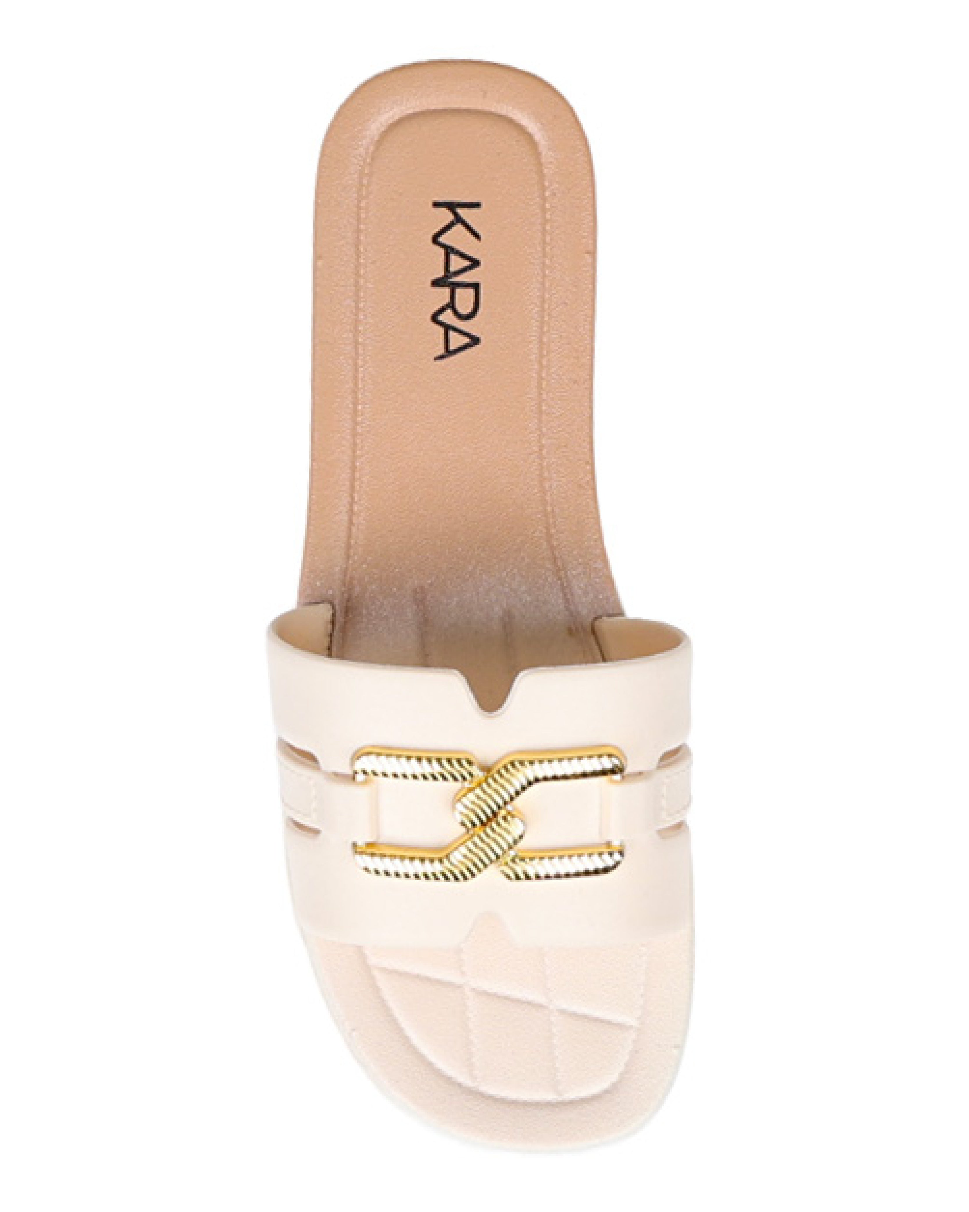 Beige Buckle Detail Resort Mule