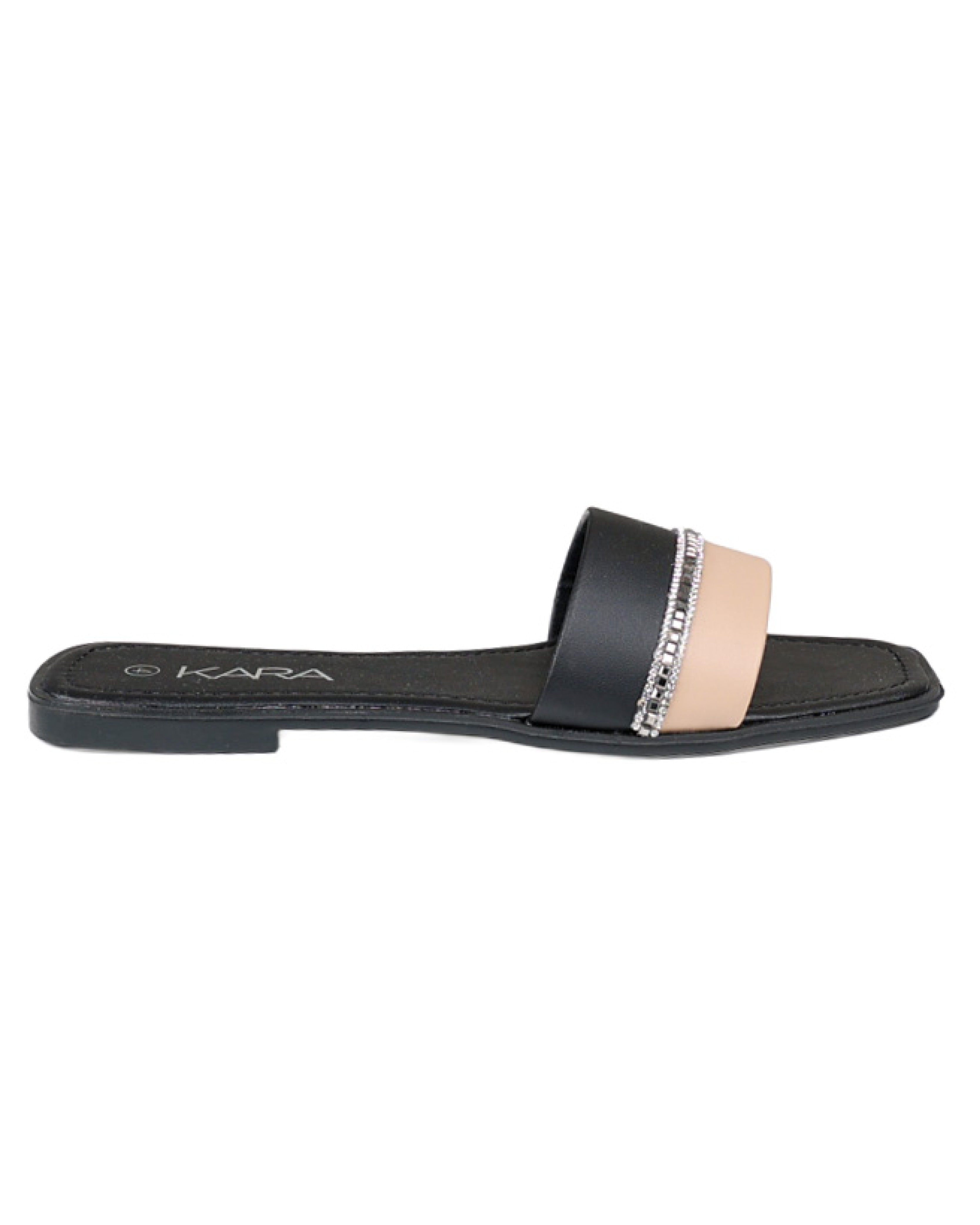 Black Embellished Band Sandal