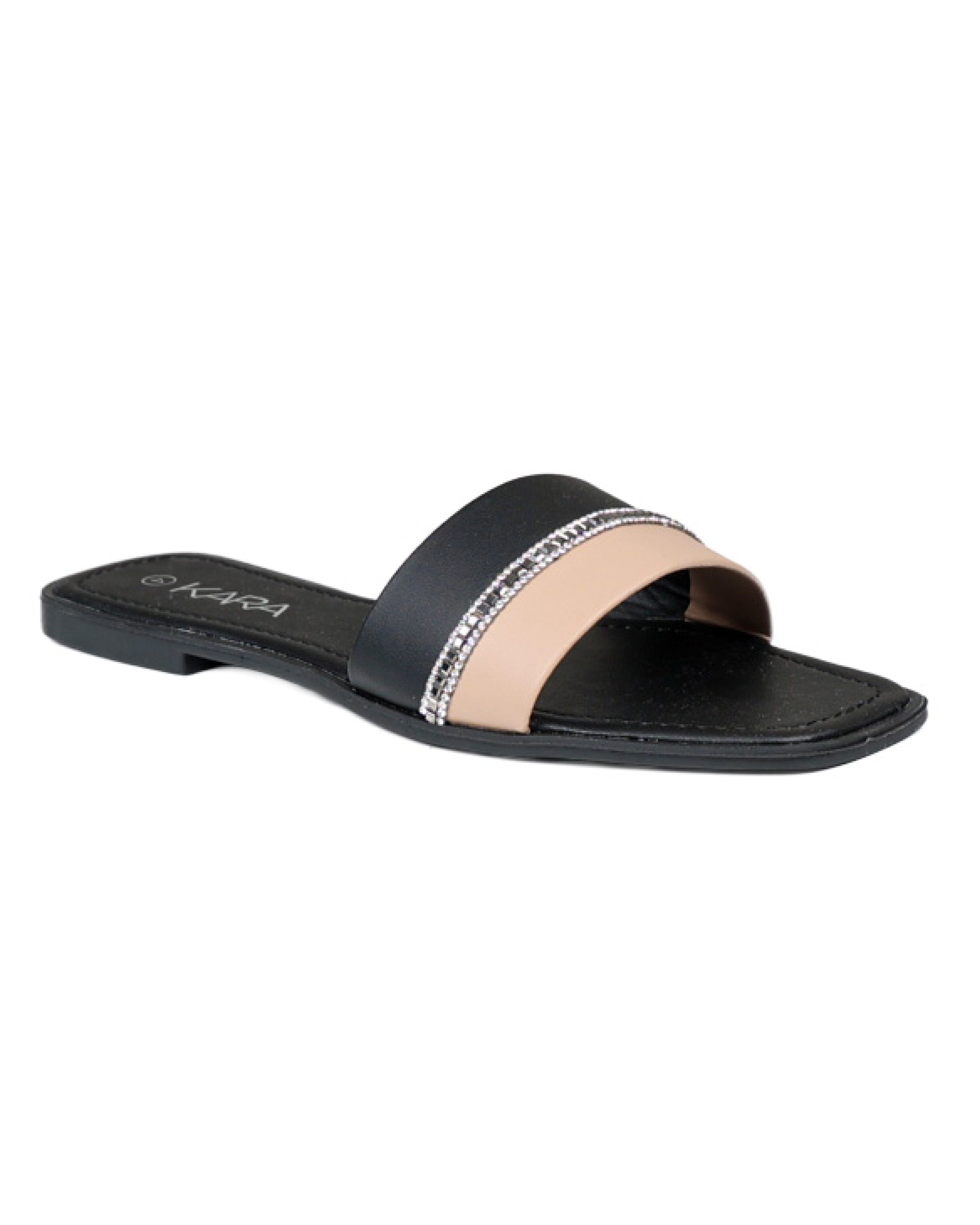 Black Embellished Band Sandal