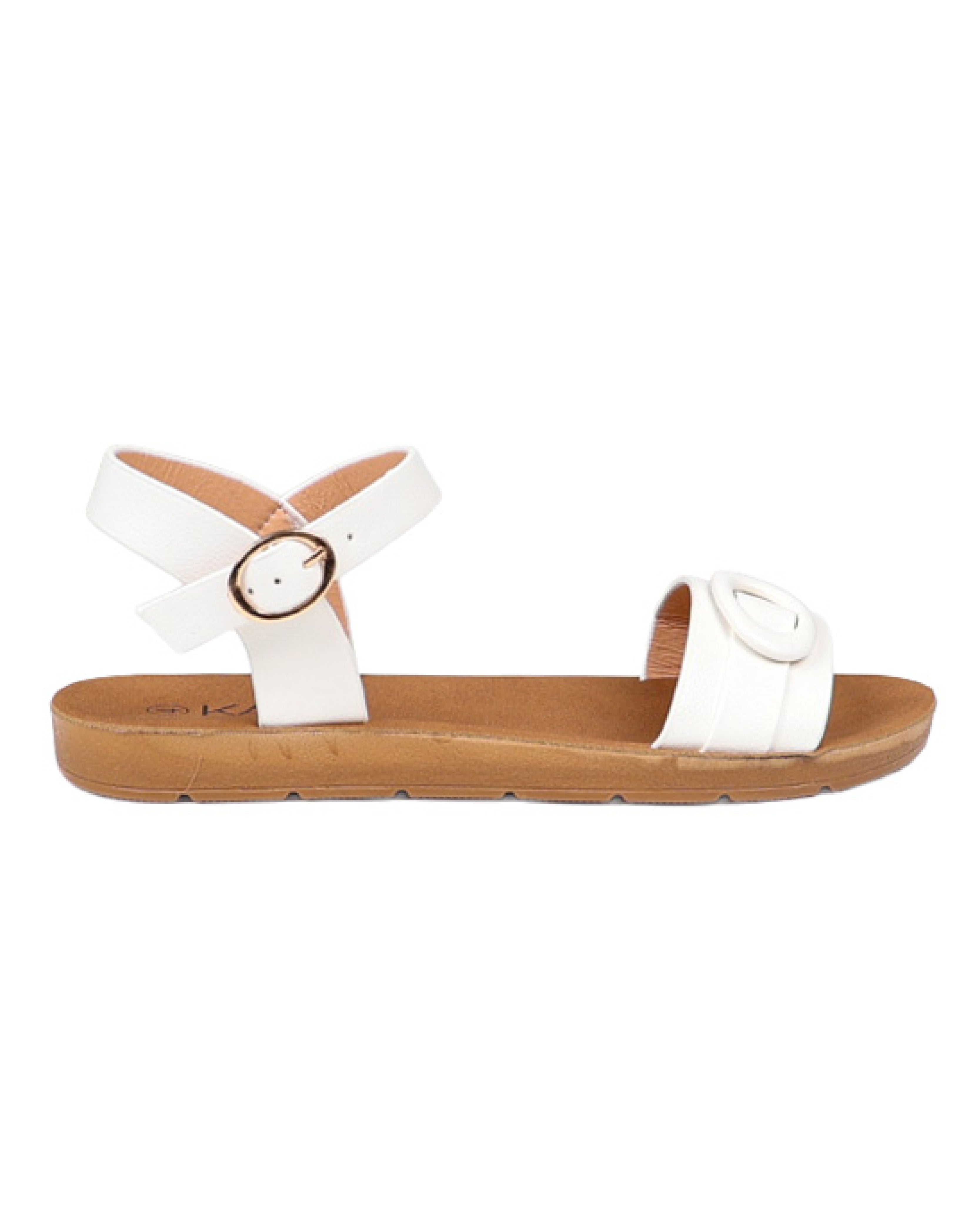 Moulded Buckle Band Ankle Strap Sandal