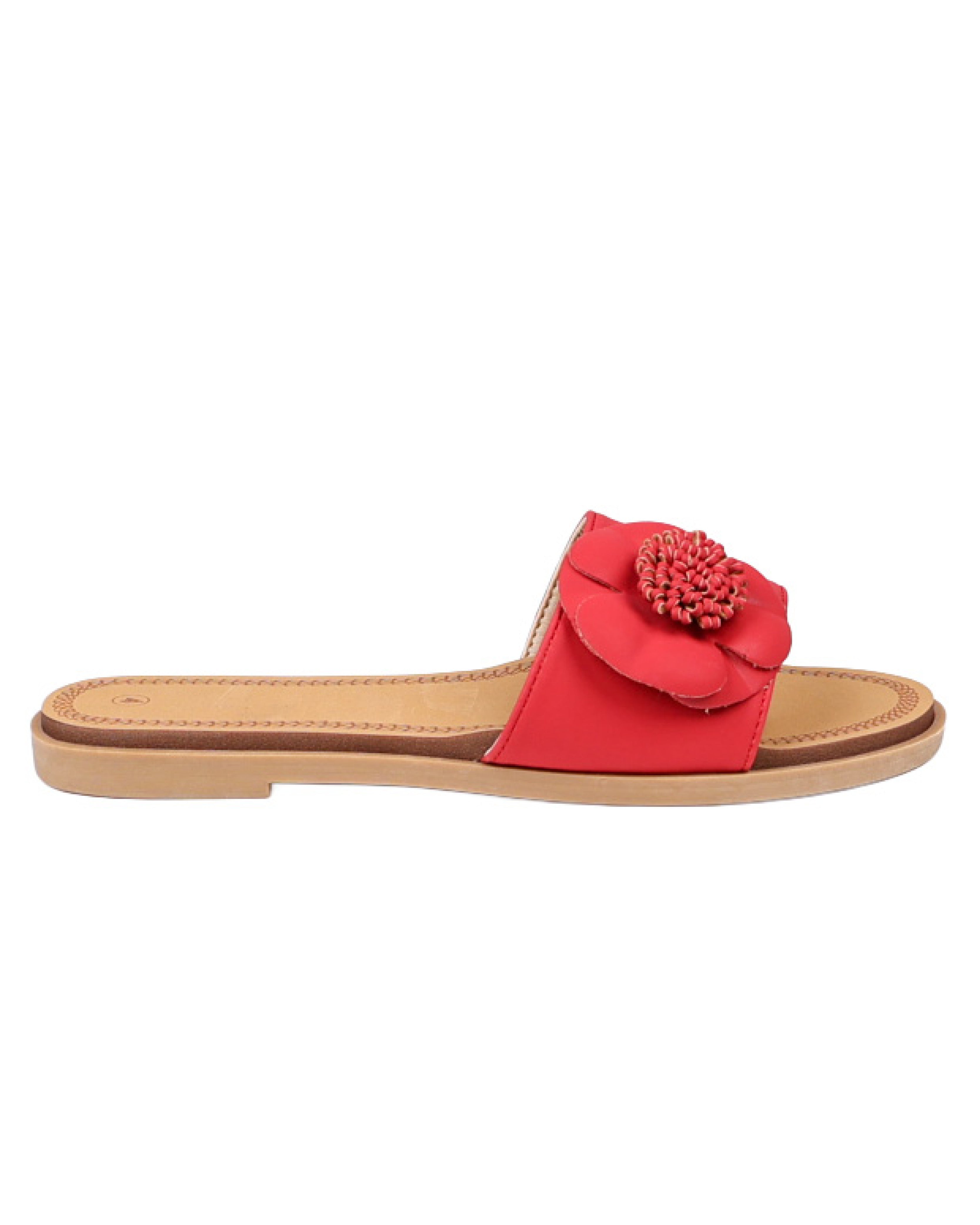 Red Flower Detail Flat Sandal