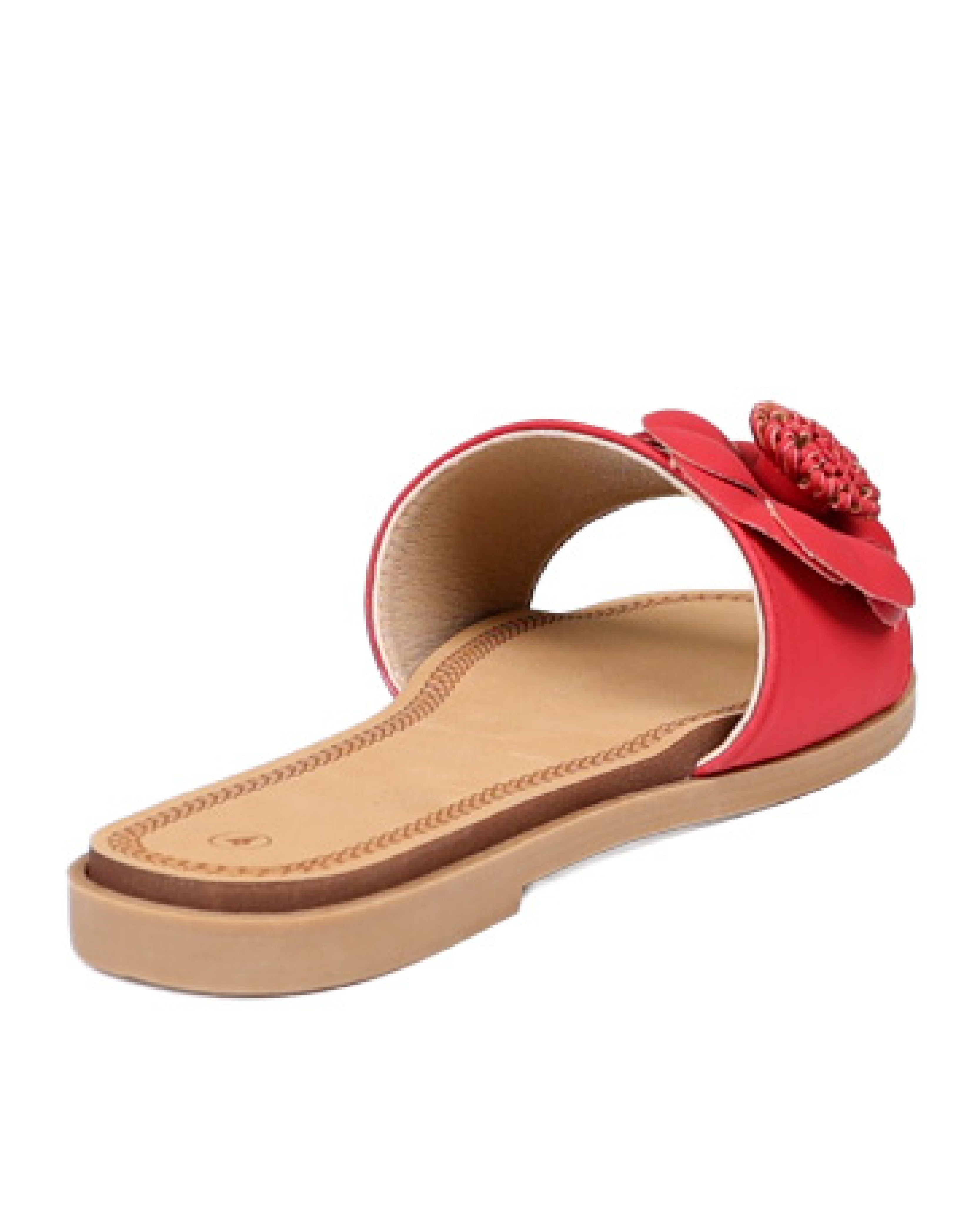 Red Flower Detail Flat Sandal