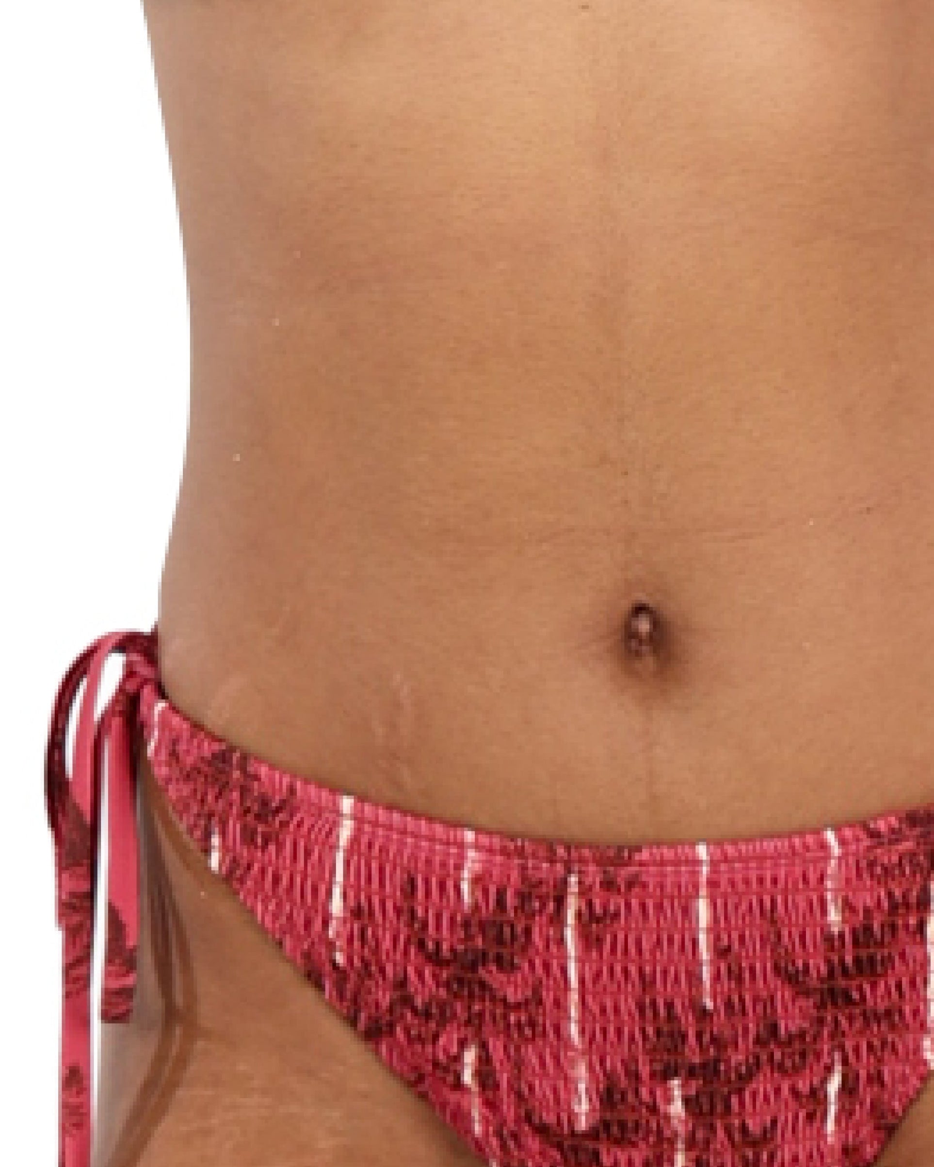 Pink Palm Print Shirred Bikini Bottom