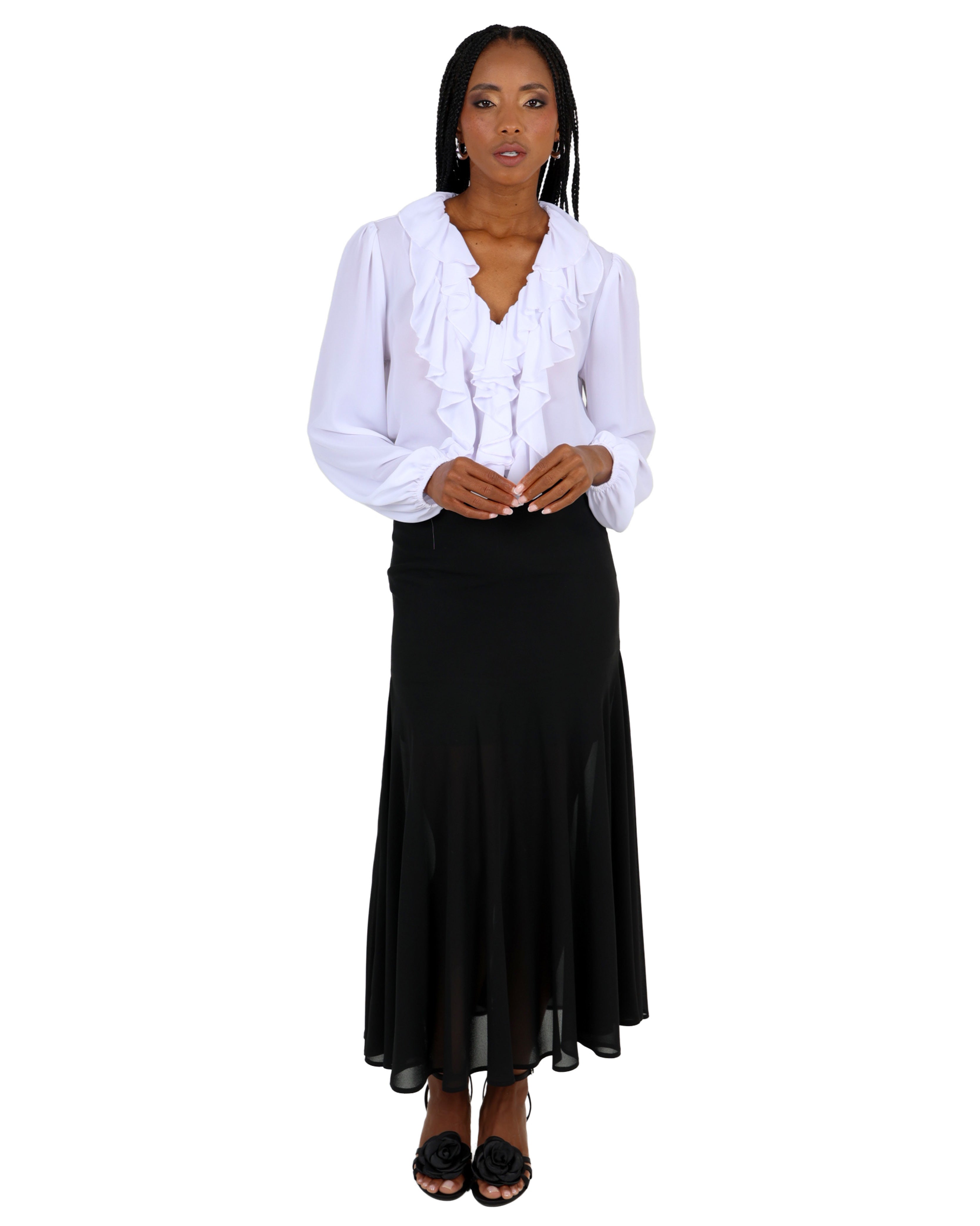 Black Flared Maxi Skirt