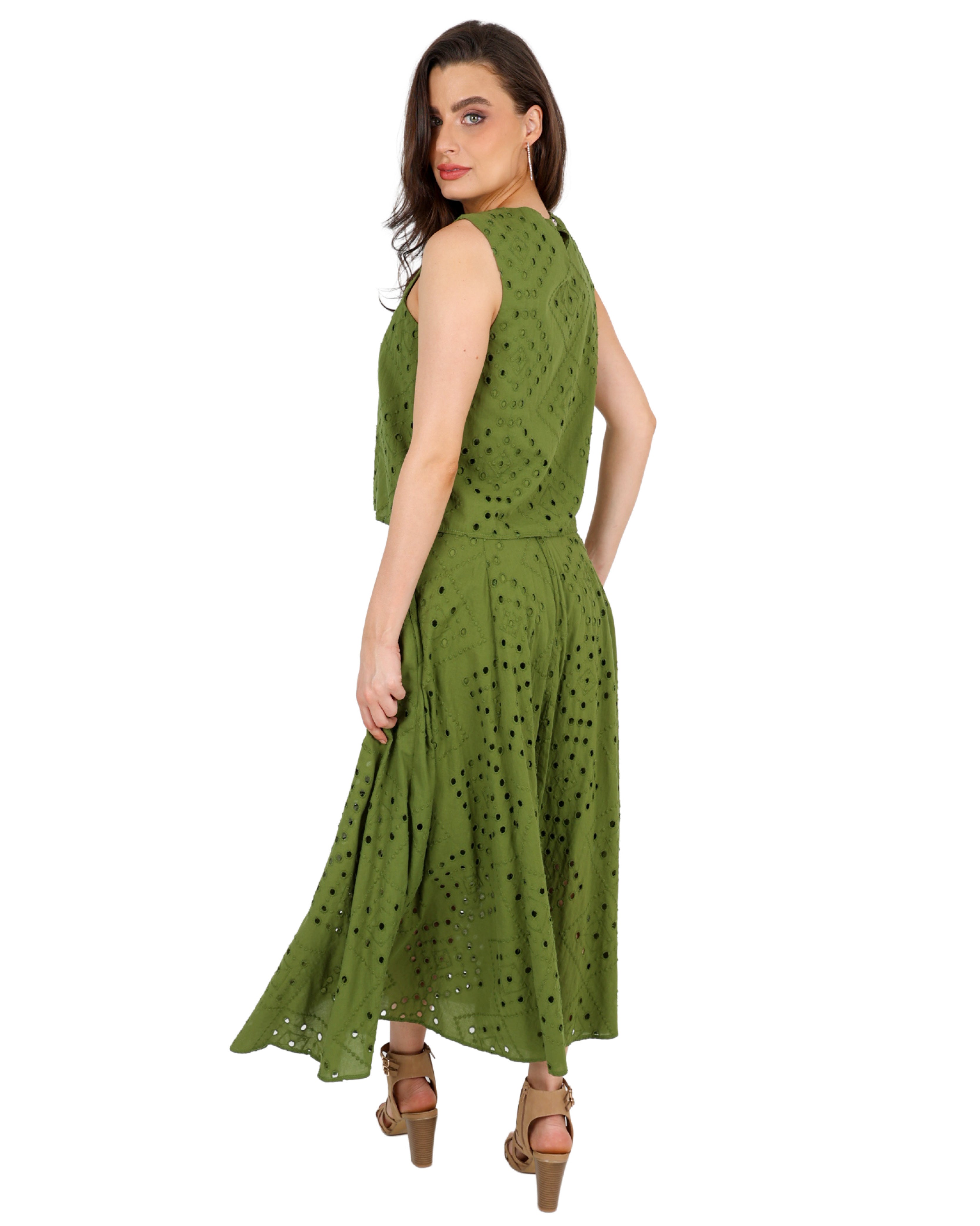 Flared Anglaise Maxi Skirt