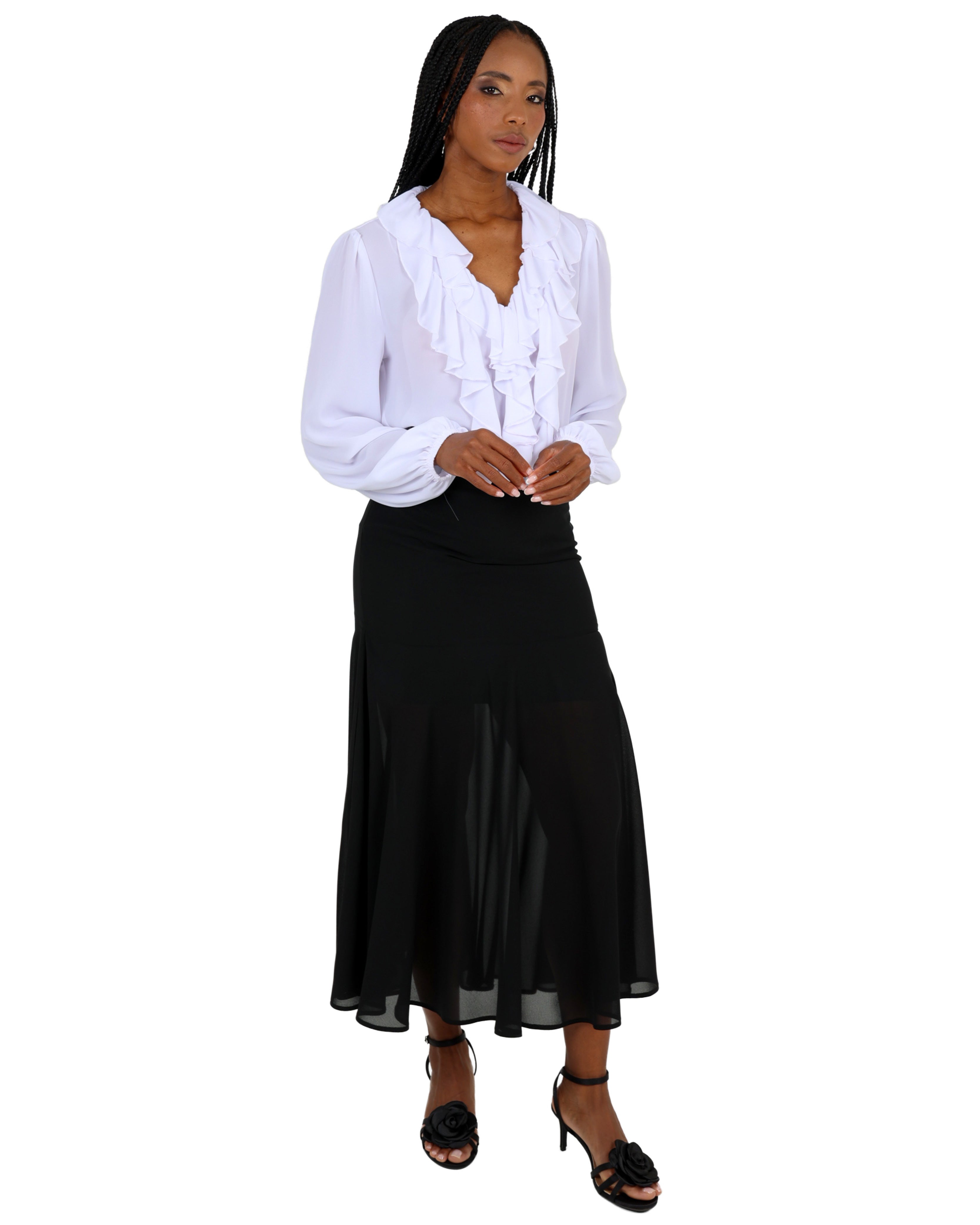 Black Flared Maxi Skirt