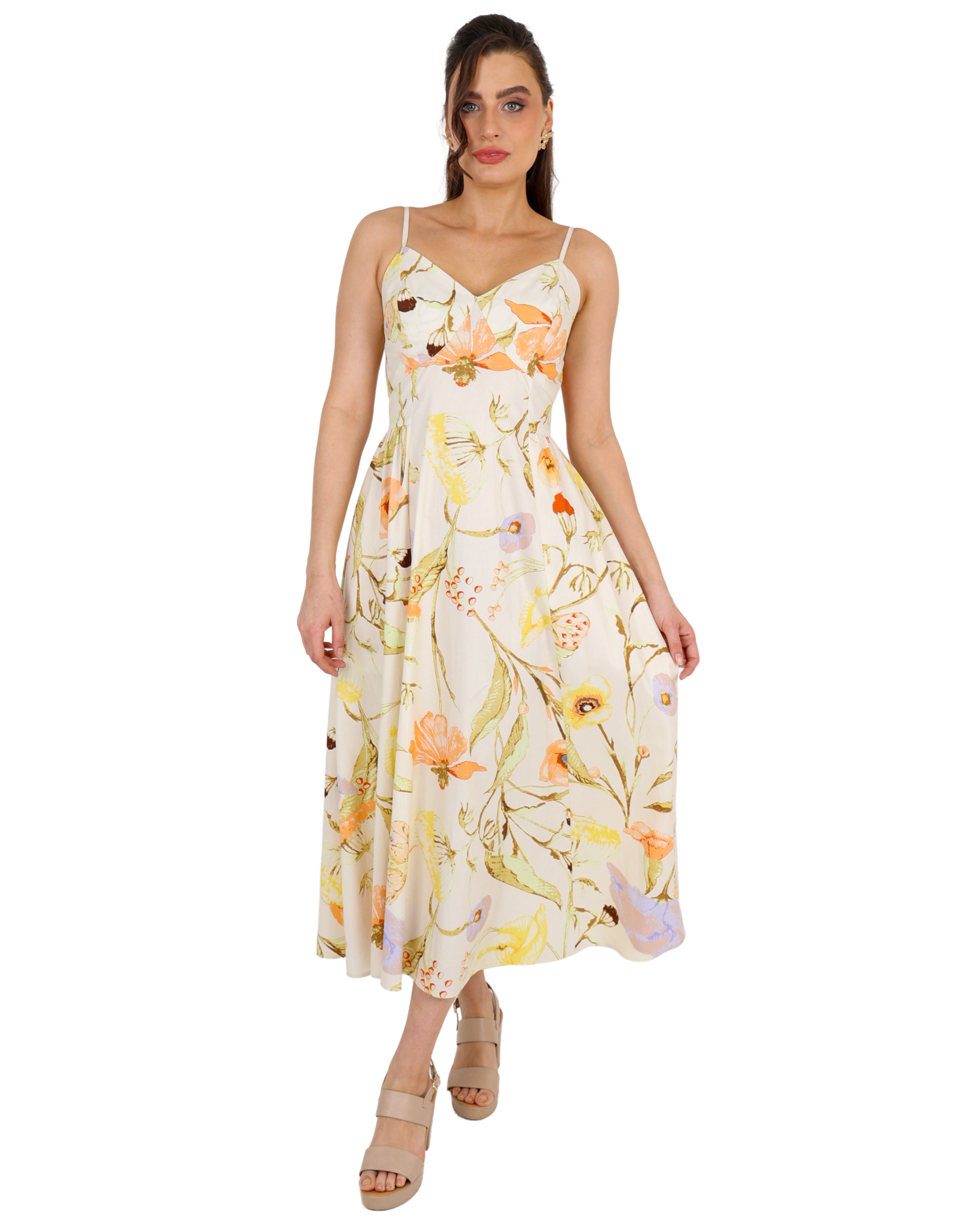 Floral Print Strappy Maxi Dress