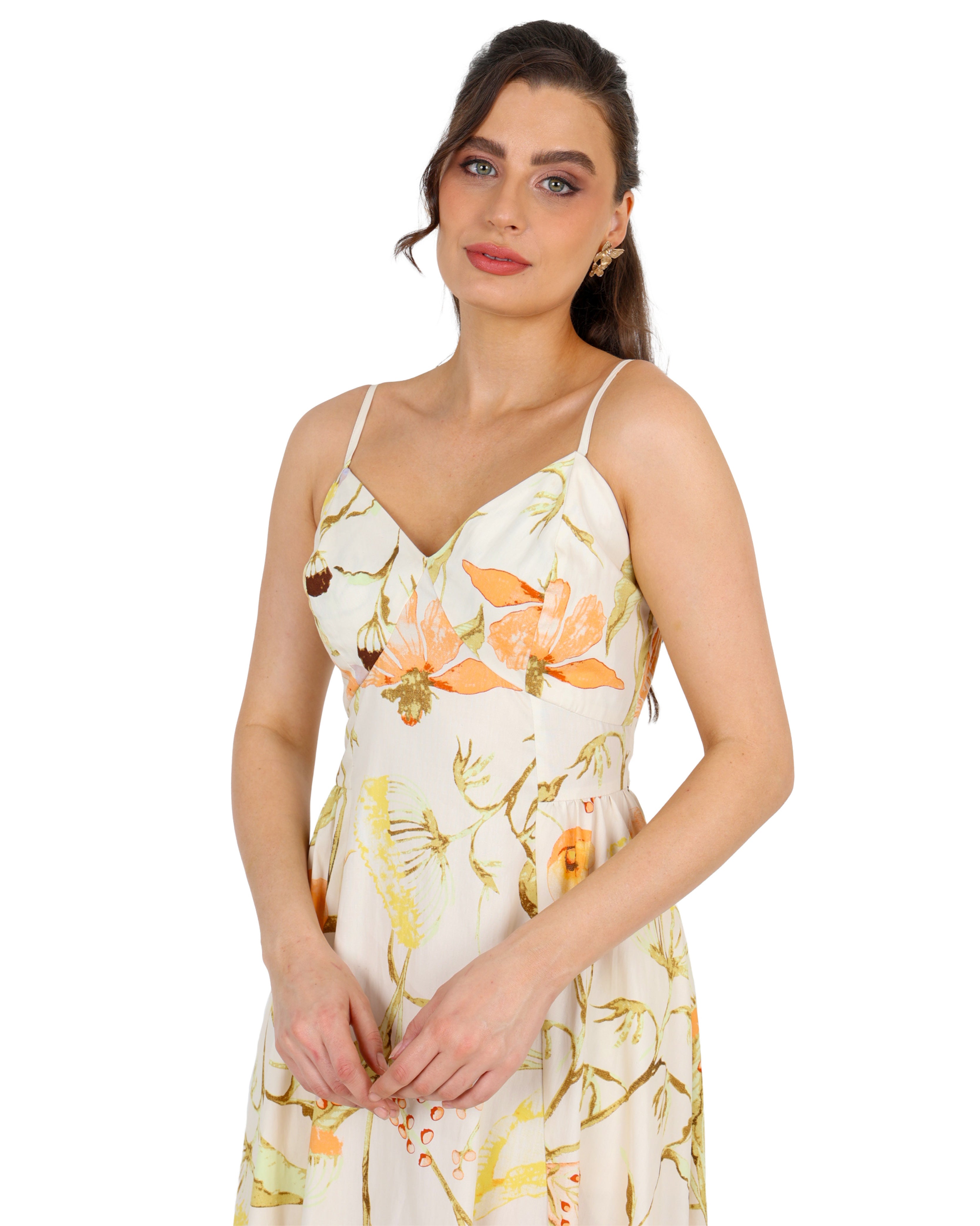 Floral Print Strappy Maxi Dress