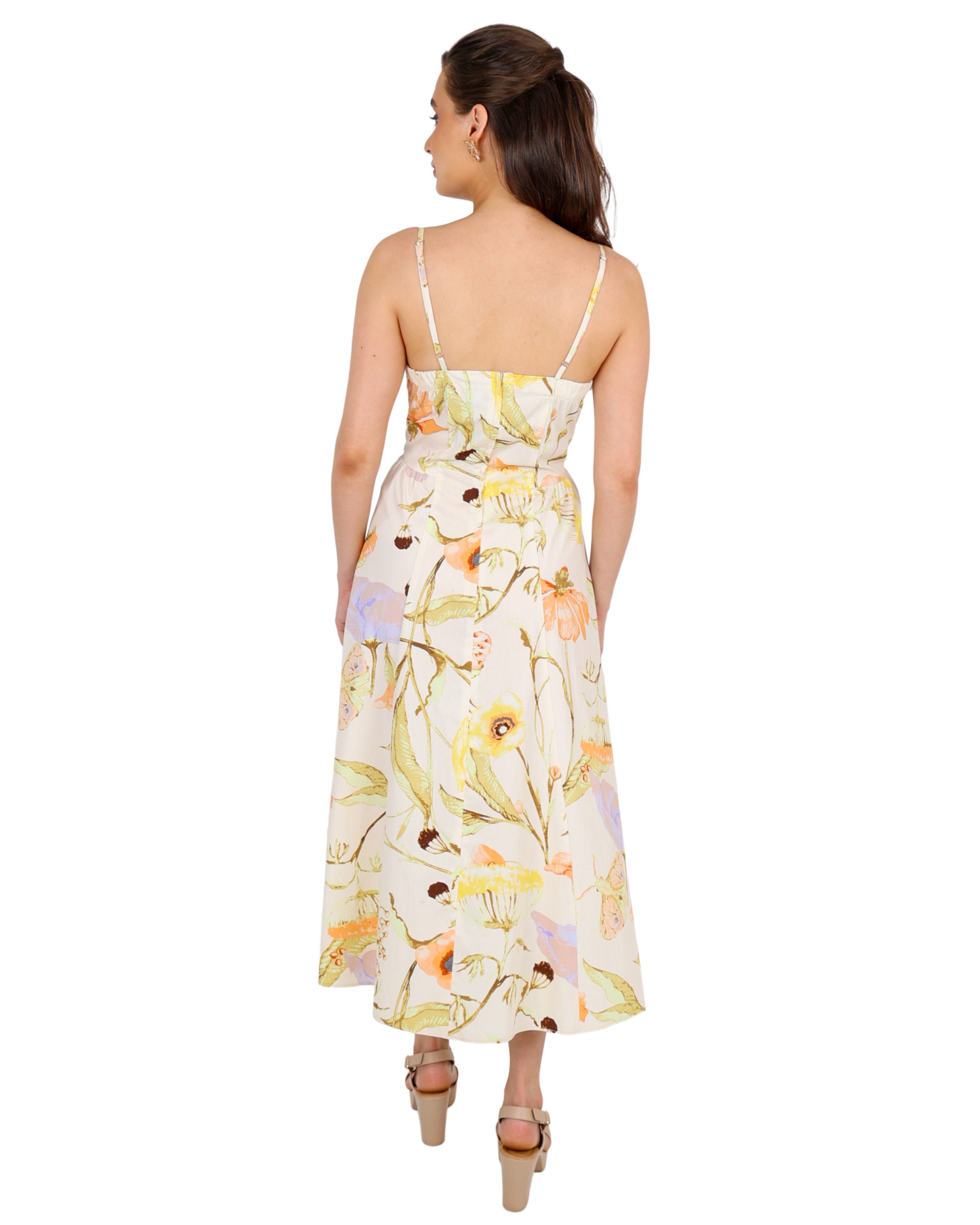 Floral Print Strappy Maxi Dress