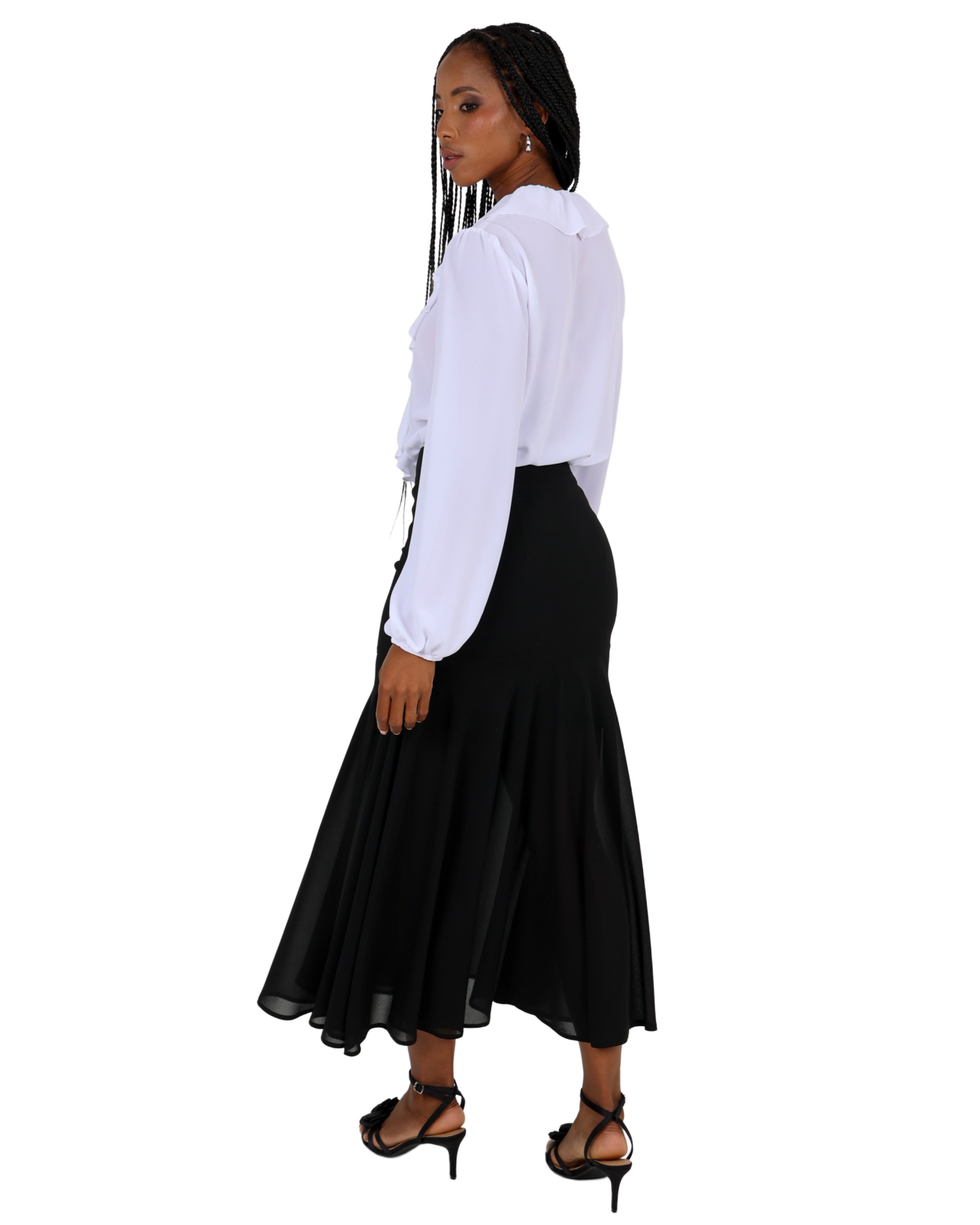 Black Flared Maxi Skirt