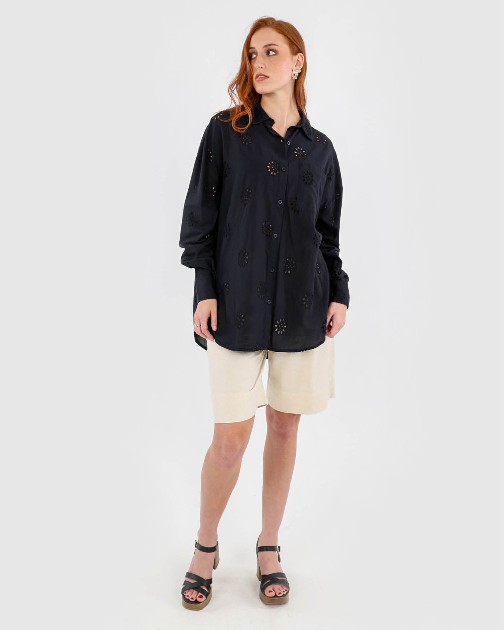 Anglaise Button Through Cotton Shirt