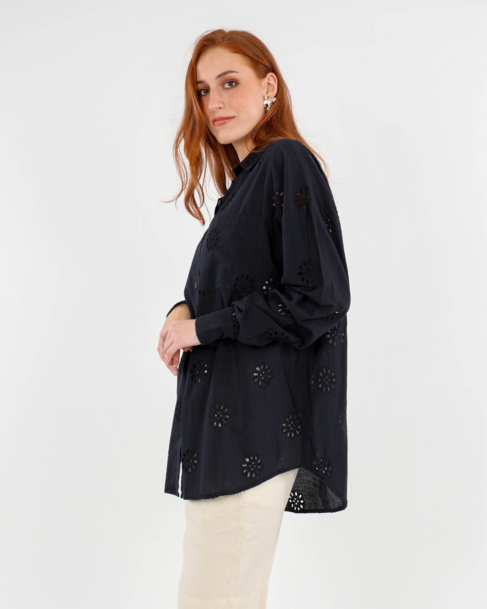 Anglaise Button Through Cotton Shirt