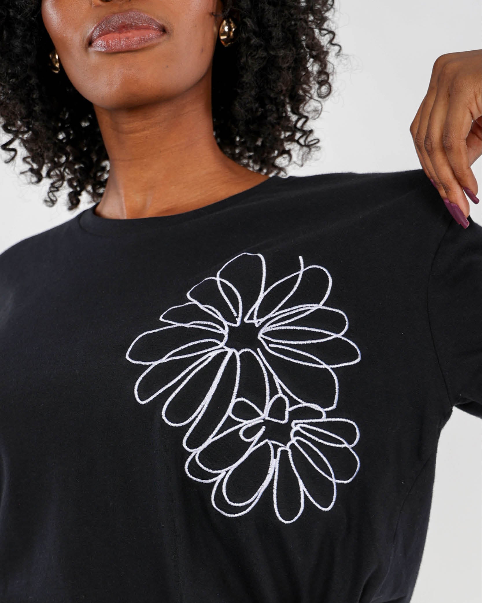 Flower Embroidered T-Shirt