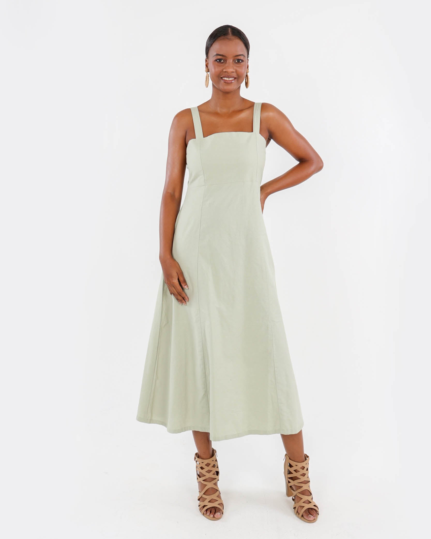 Back Tie A-line Cotton Dress
