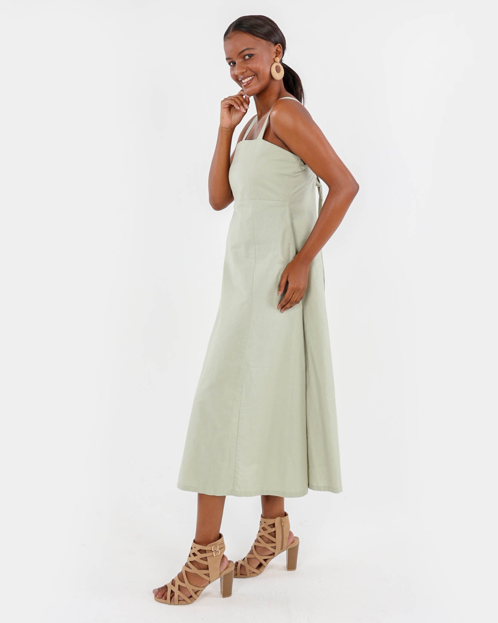 Back Tie A-line Cotton Dress