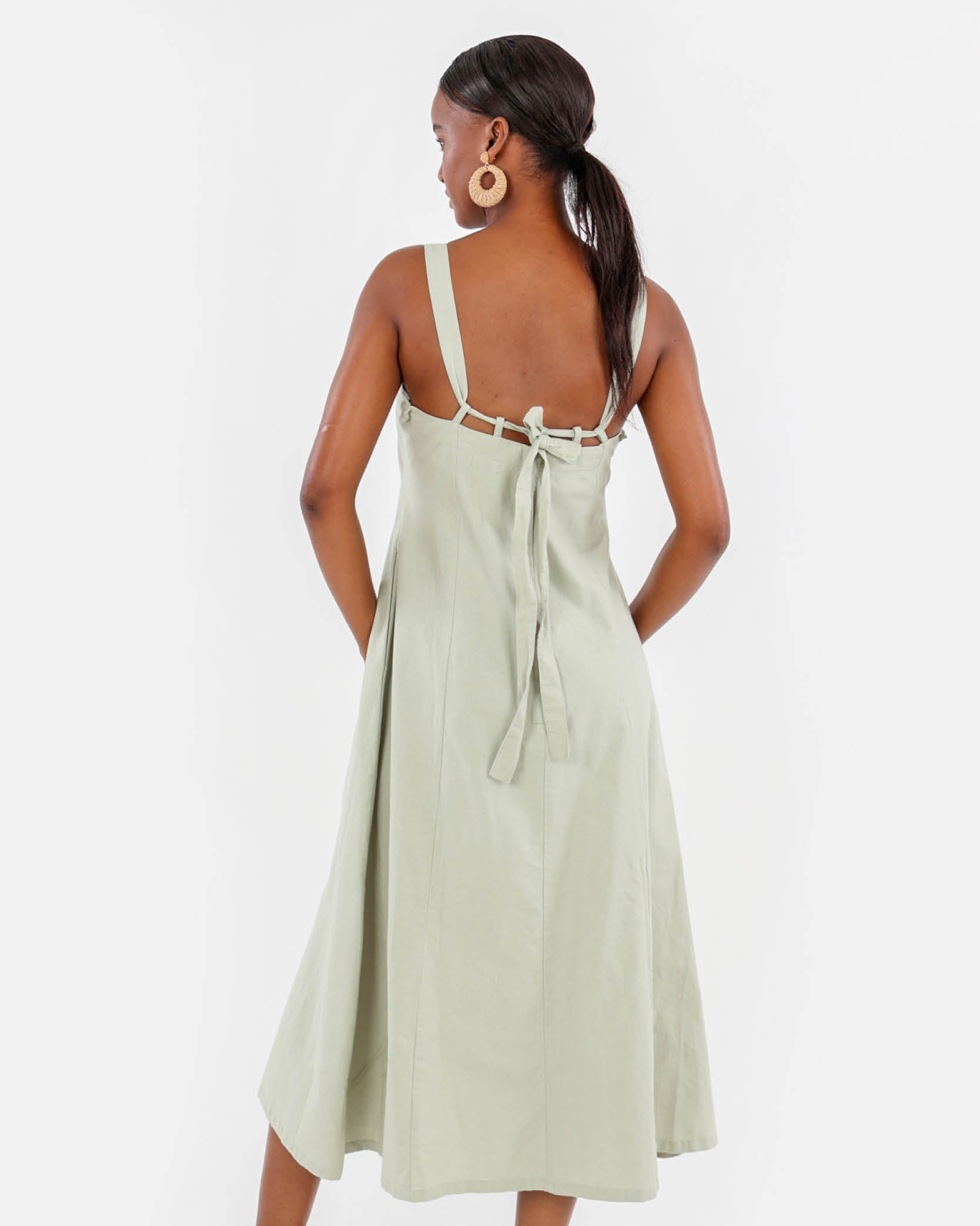 Back Tie A-line Cotton Dress