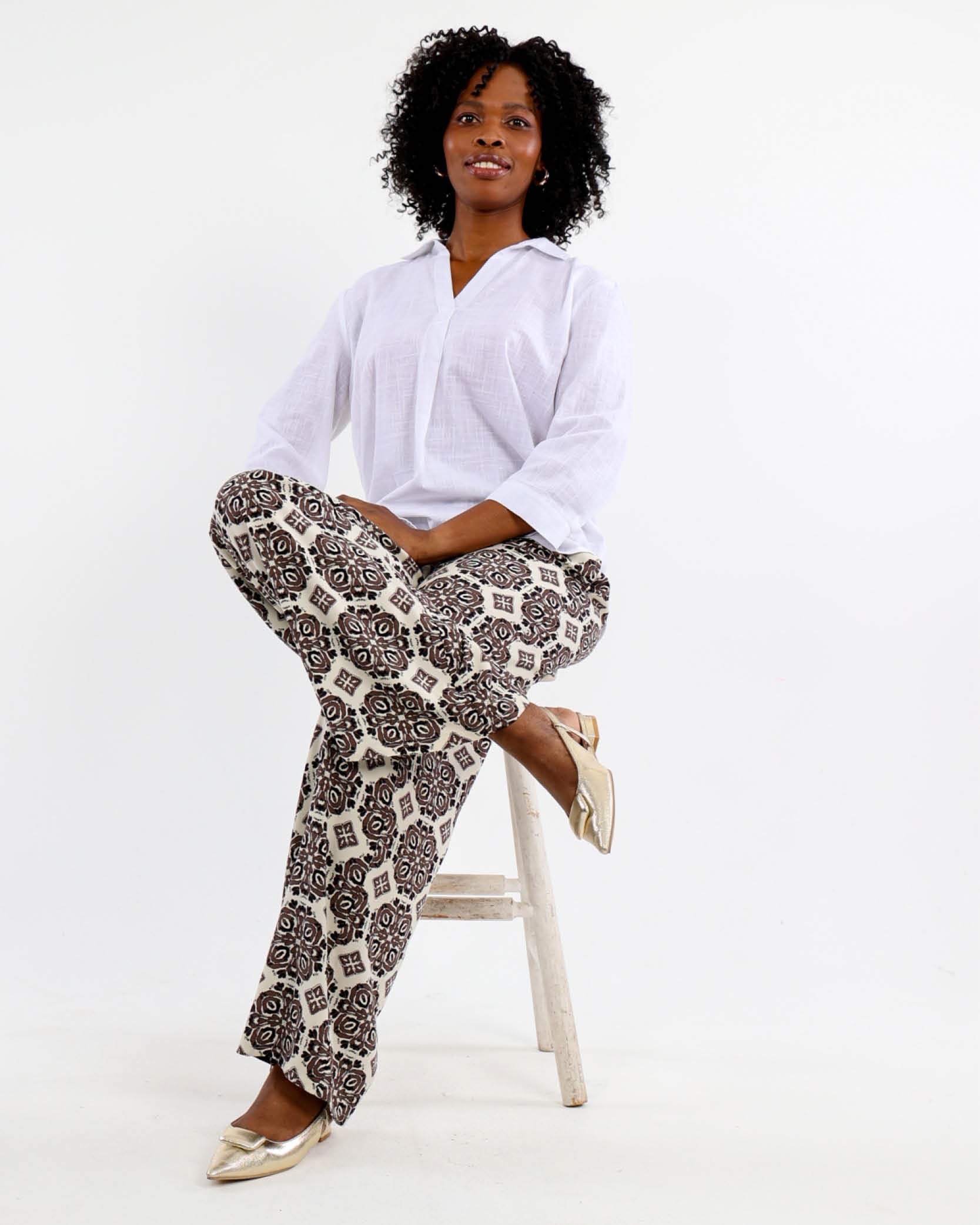 White Henley Blouse