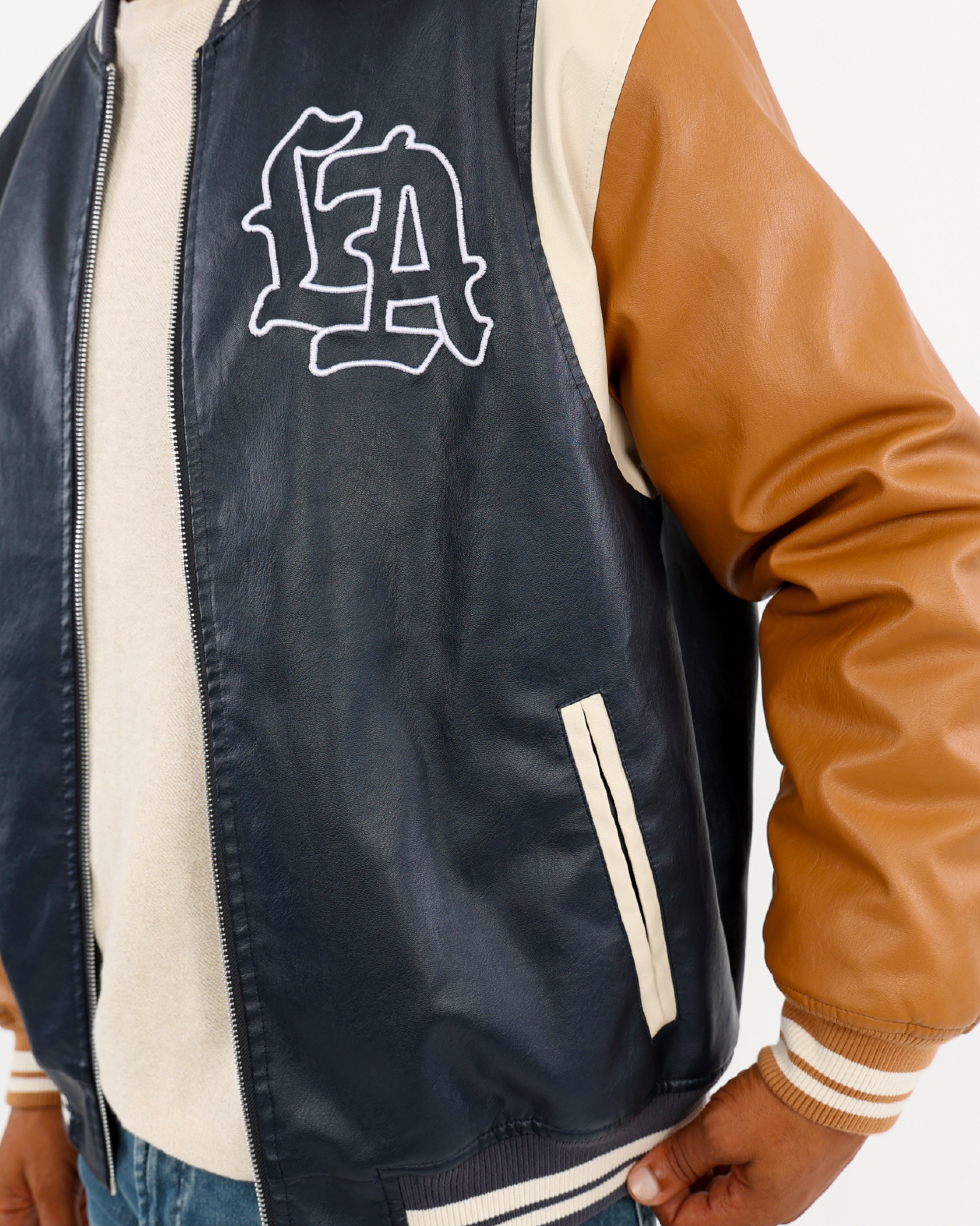 LA Embroidered Baseball Jacket