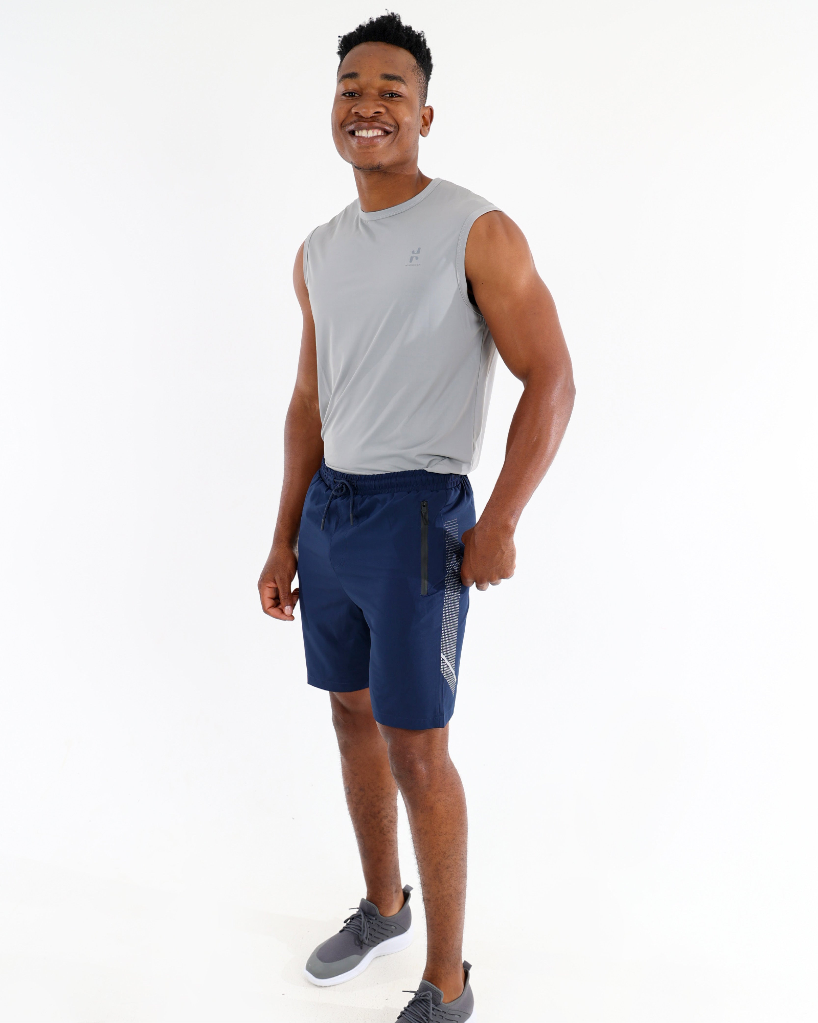 Navy Stretch Active Long Shorts