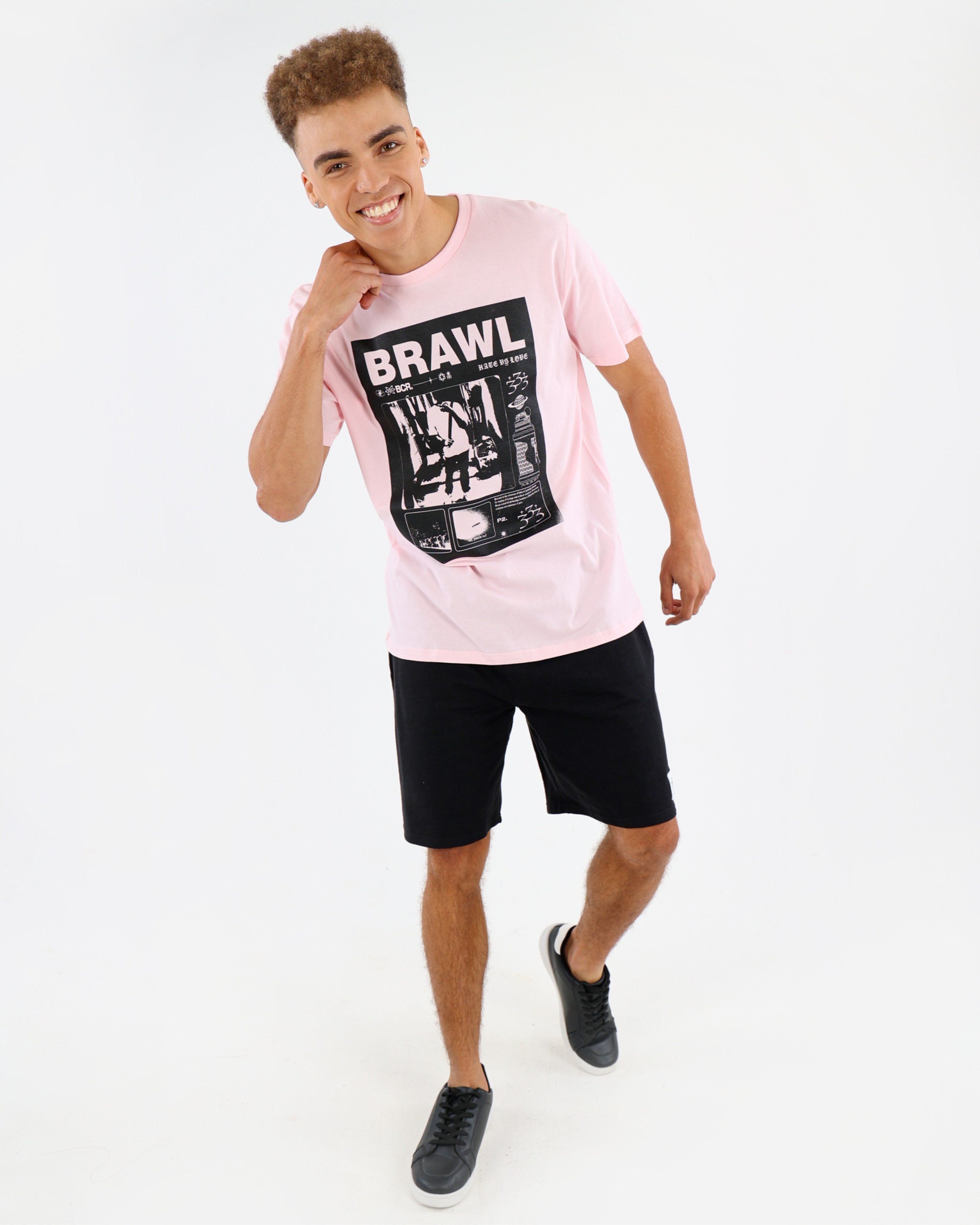 Short Sleeve Brawl Graphic Print T-Shirt