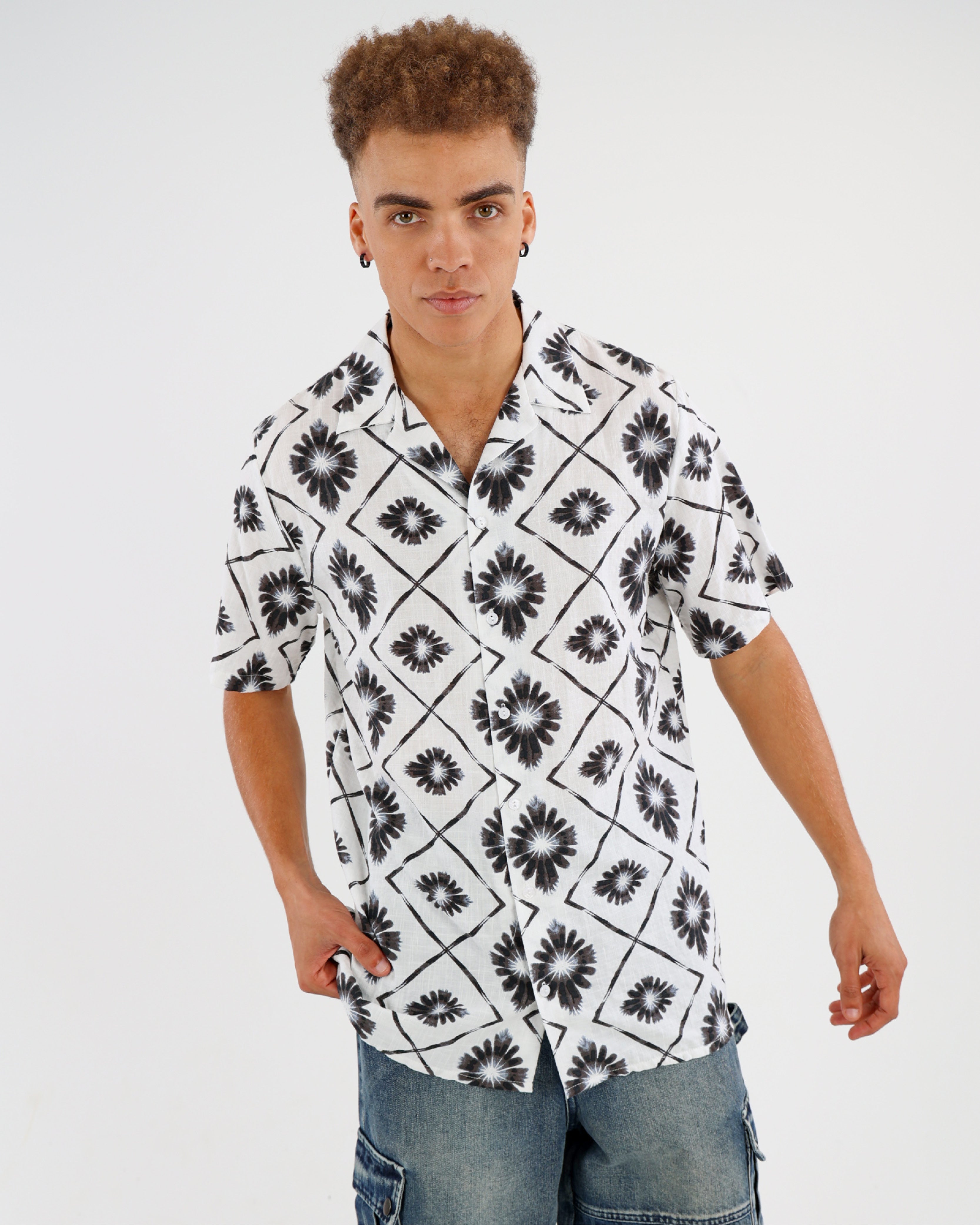Short Sleeve Tie-Dye Cotton Slub Shirt