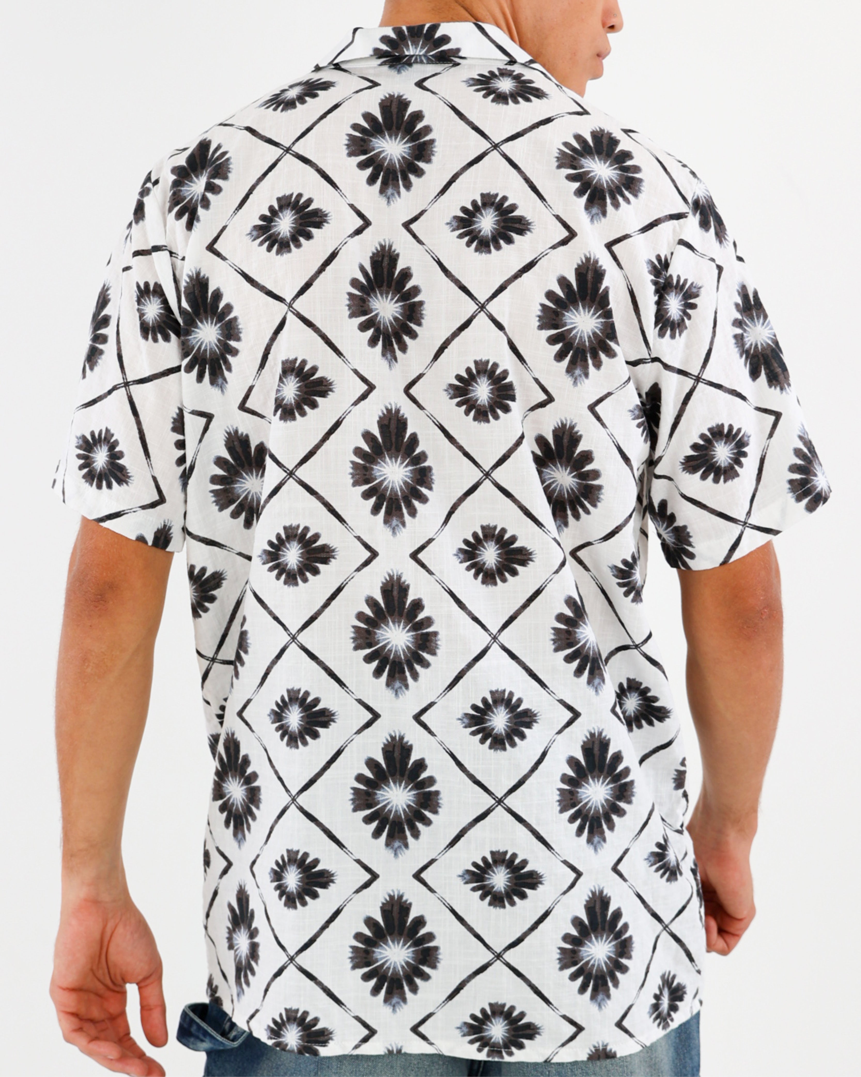 Short Sleeve Tie-Dye Cotton Slub Shirt