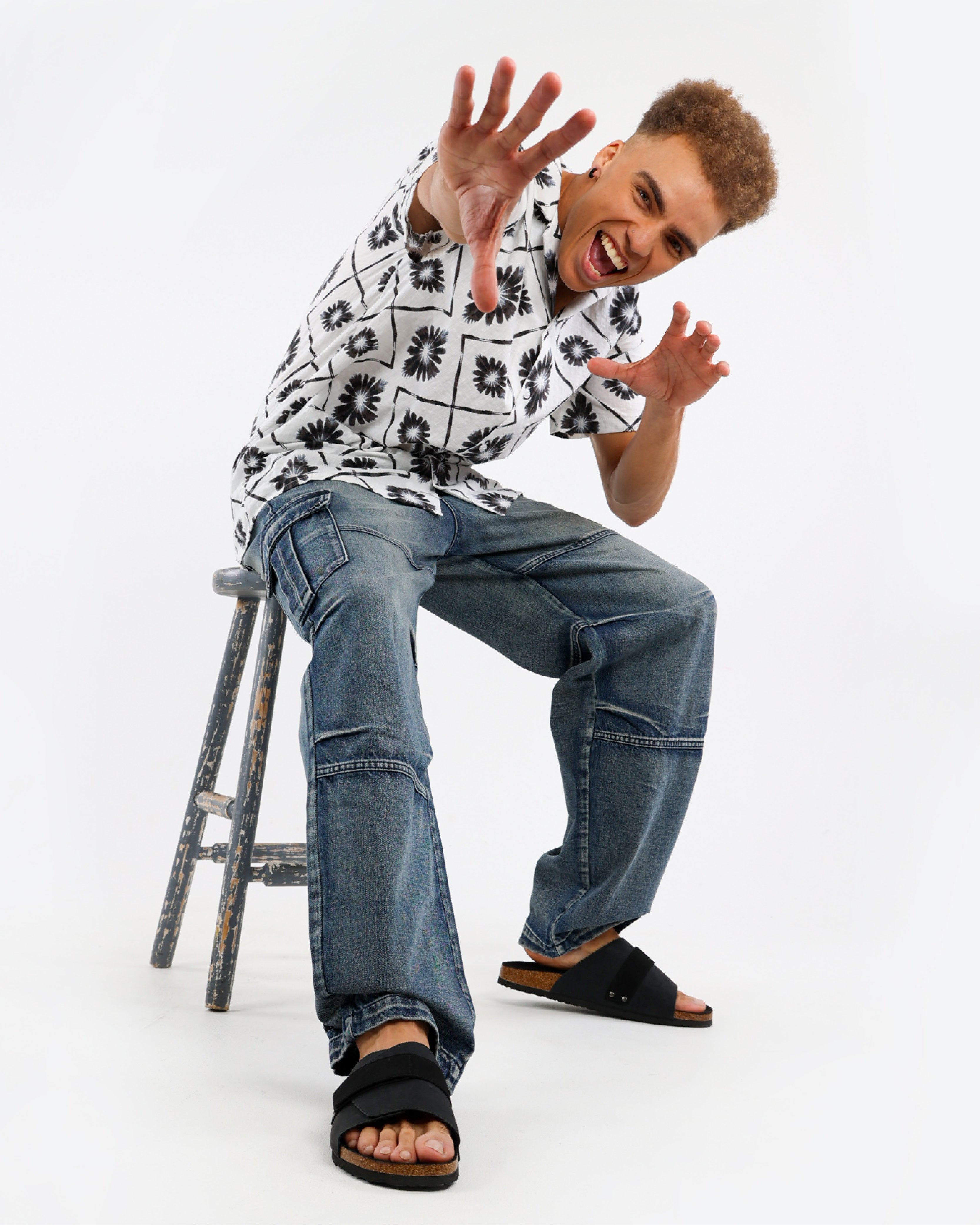 Short Sleeve Tie-Dye Cotton Slub Shirt