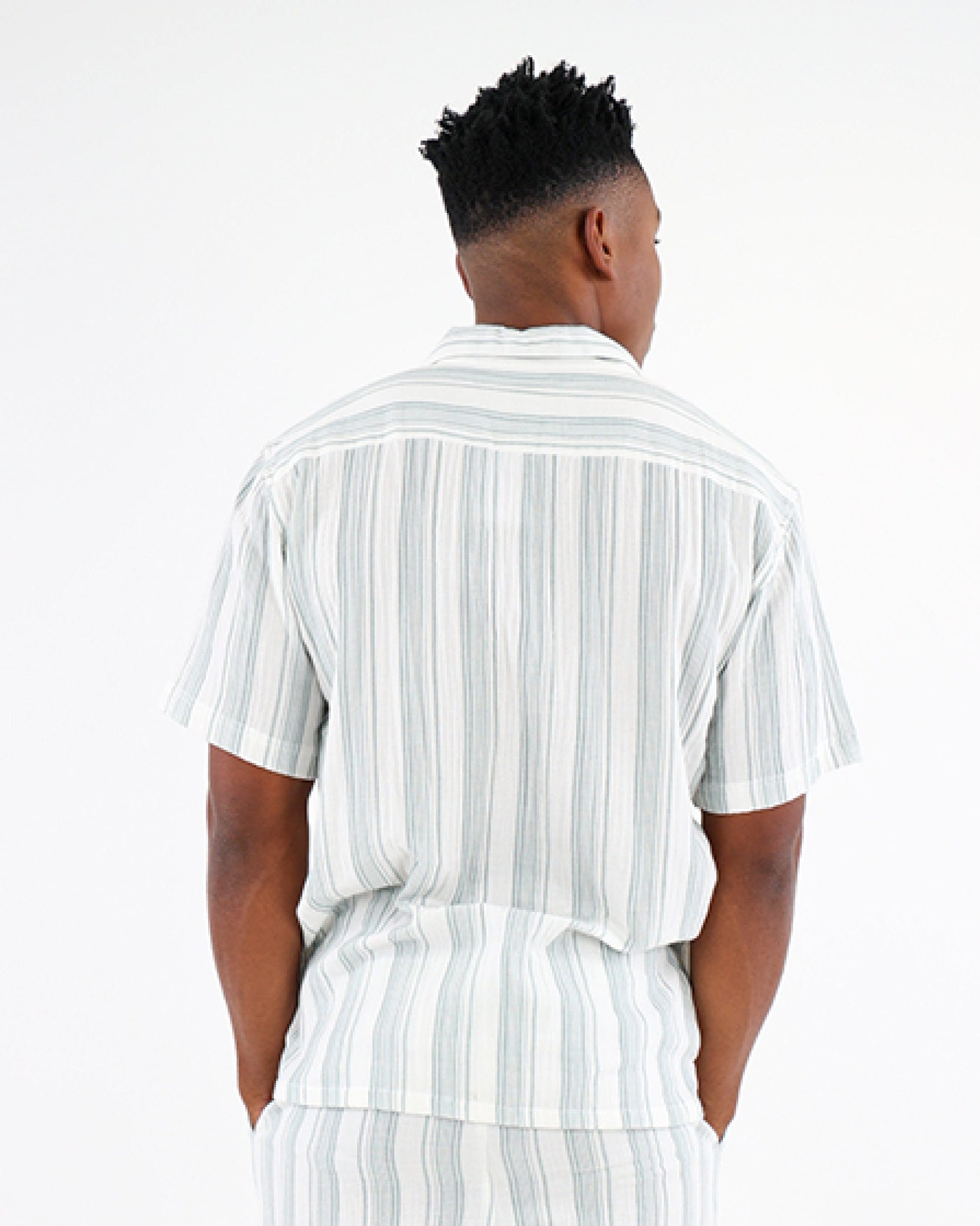 Double Stripe Cotton Short Sleeve Shirt
