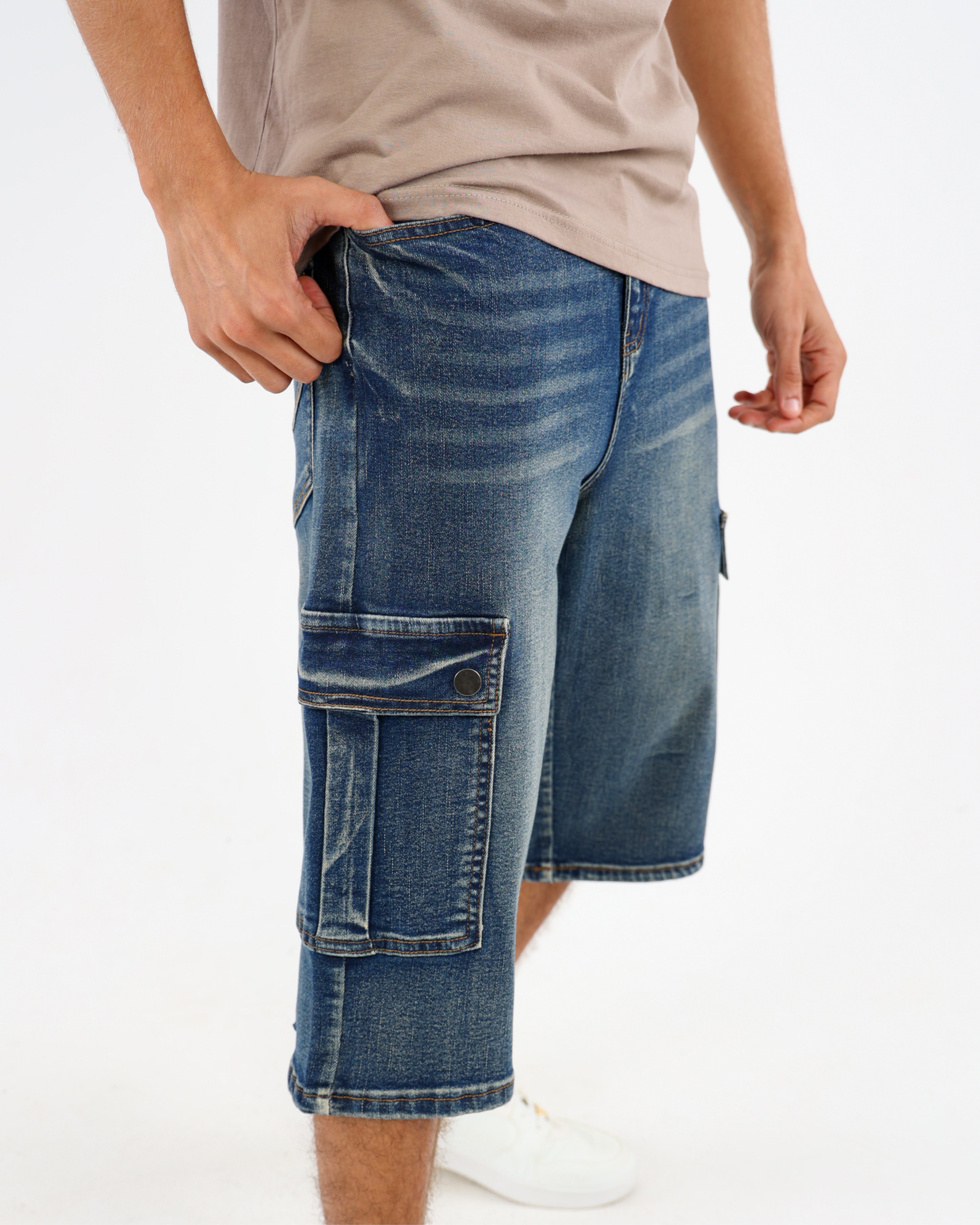 Cargo Clamdigger Denim Shorts