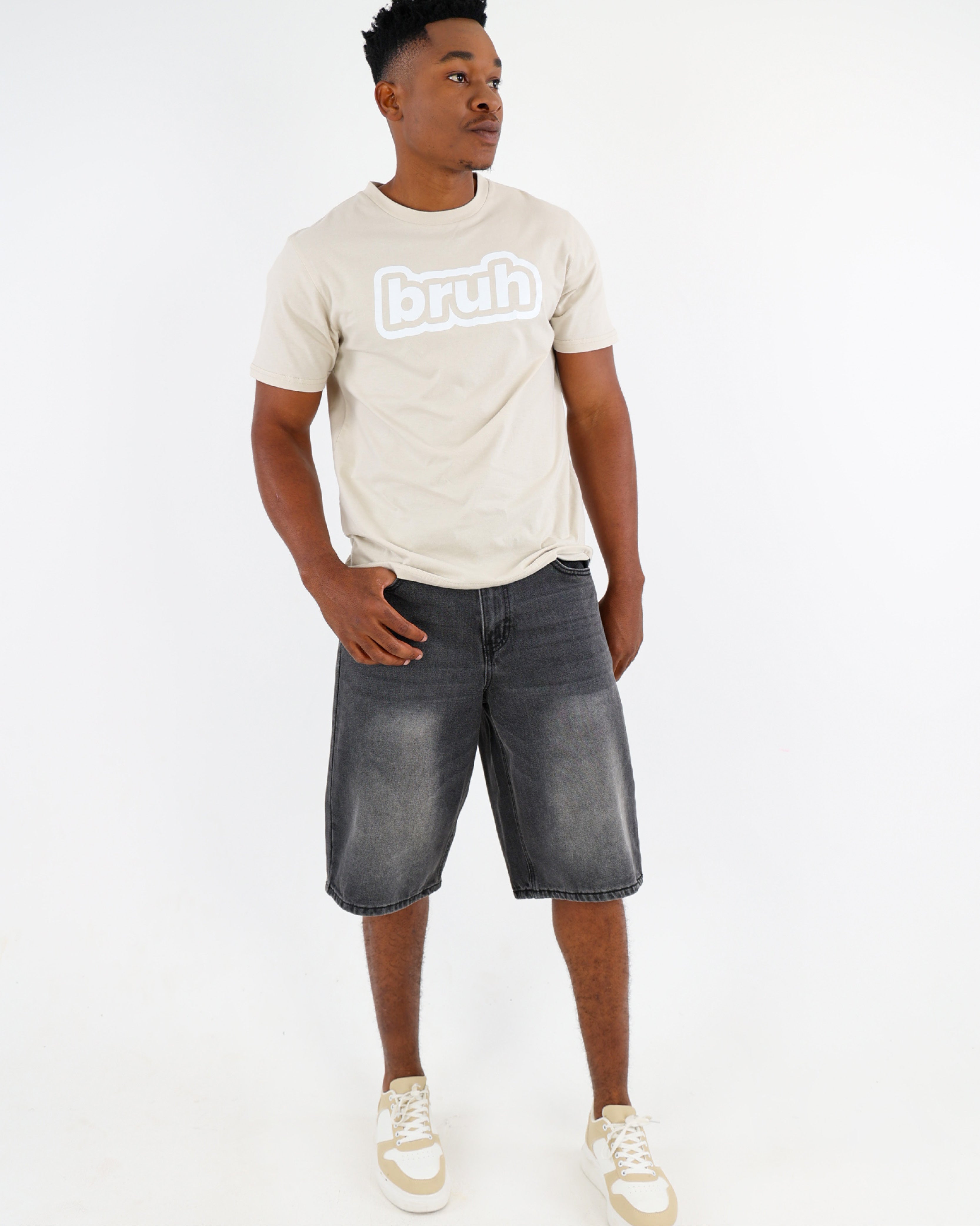 Loose Fit Long Denim Shorts