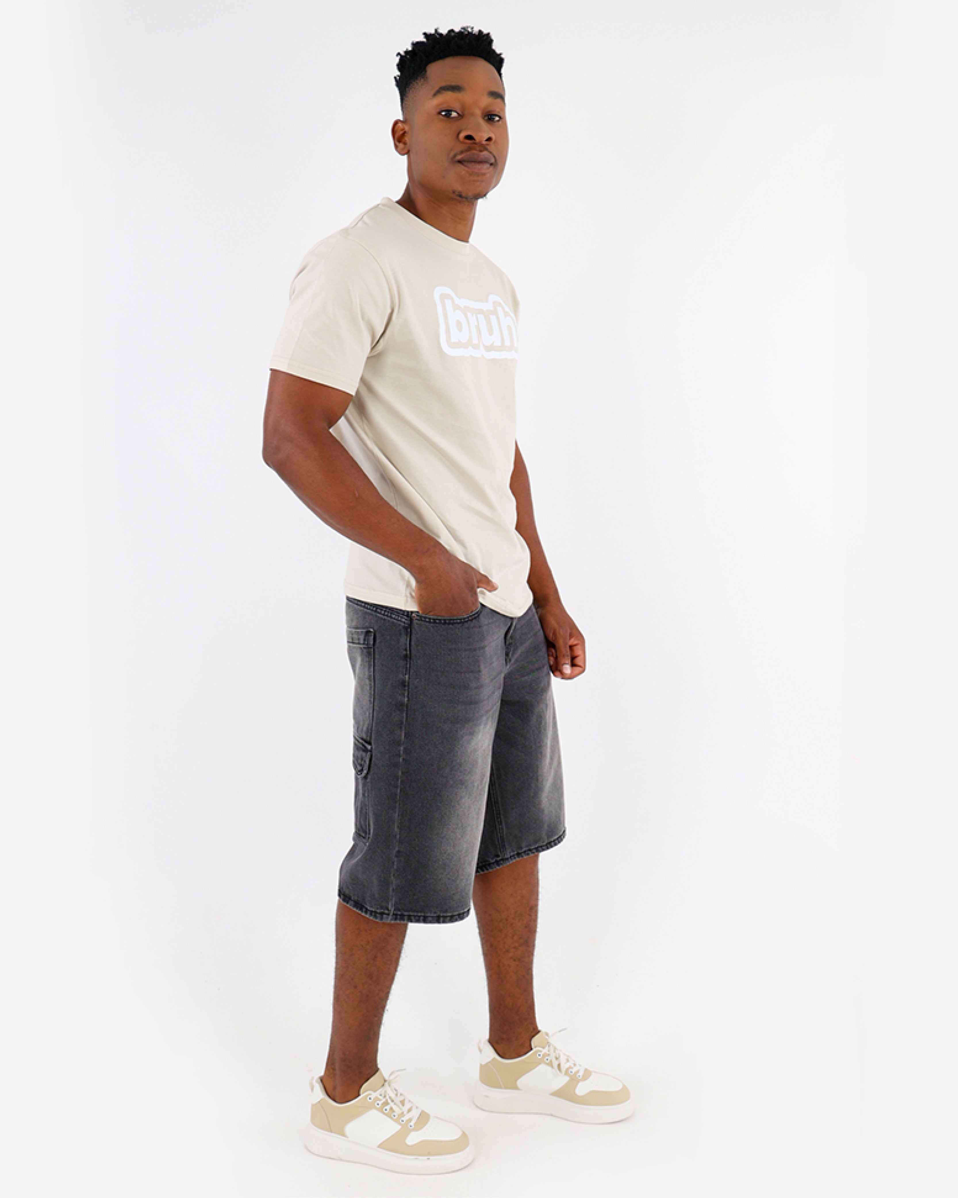 Loose Fit Long Denim Shorts