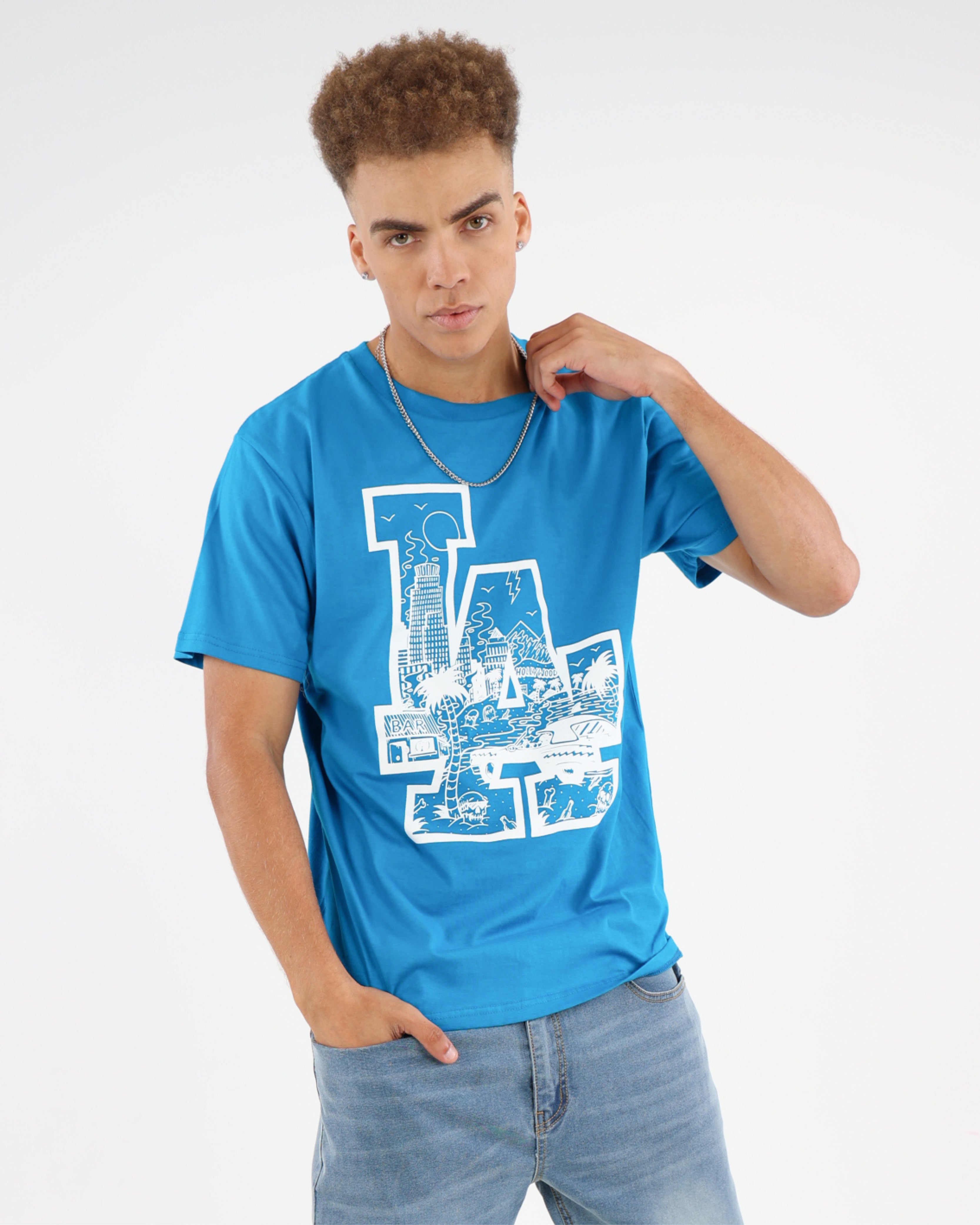 Short Sleeve Teal LA Graphic T-Shirts