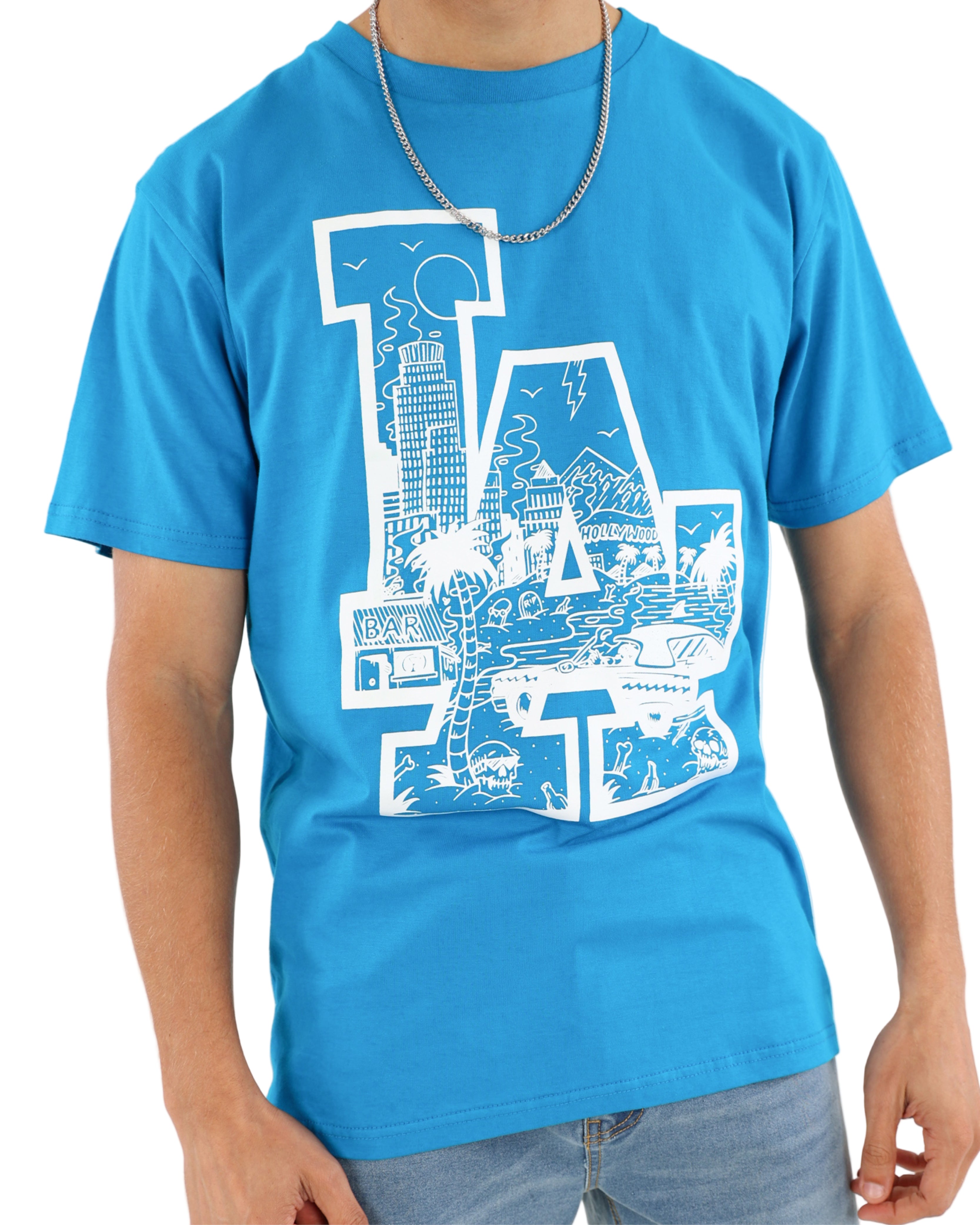 Short Sleeve Teal LA Graphic T-Shirts
