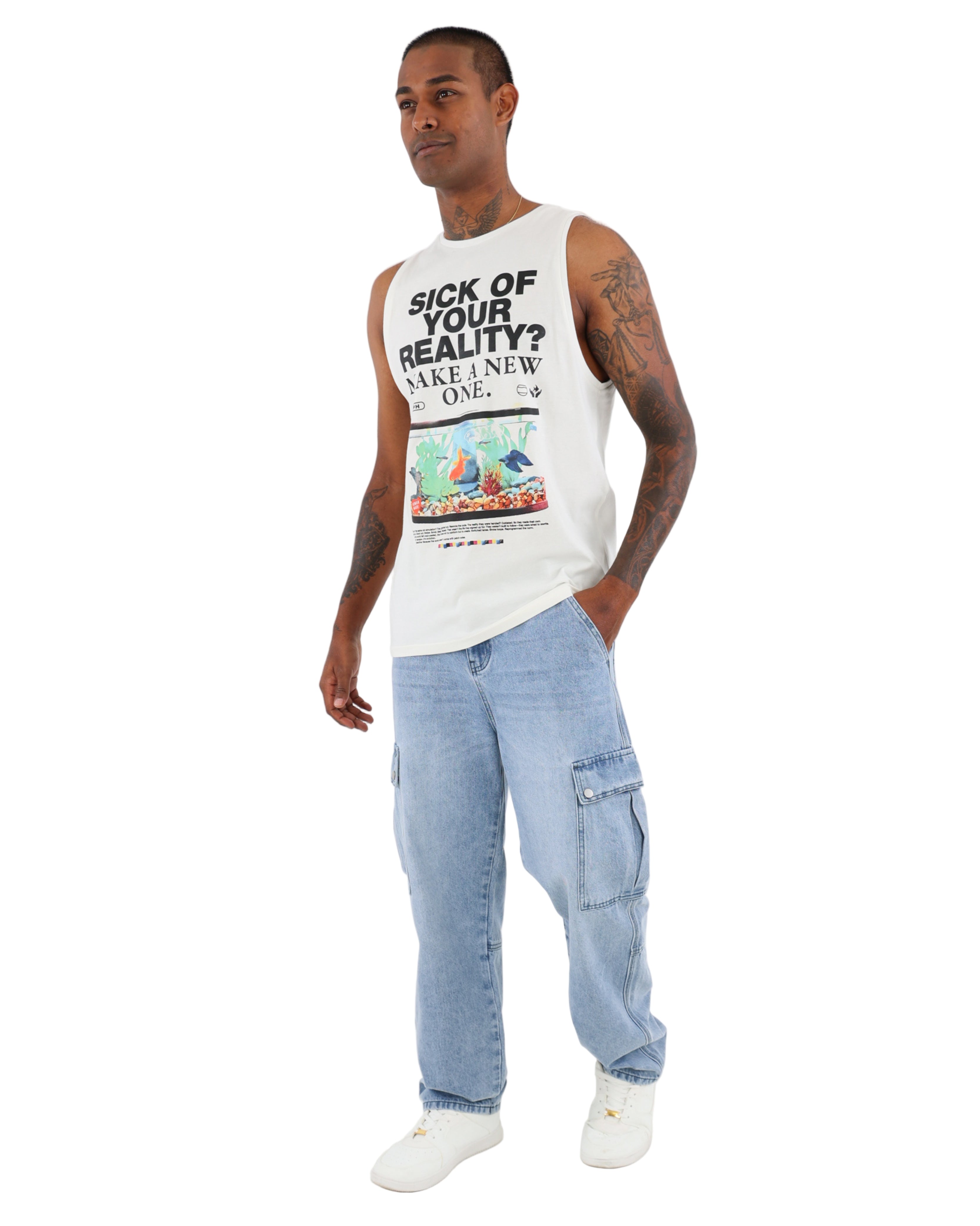 Light Indigo Relaxed Fit Cargo Jeans