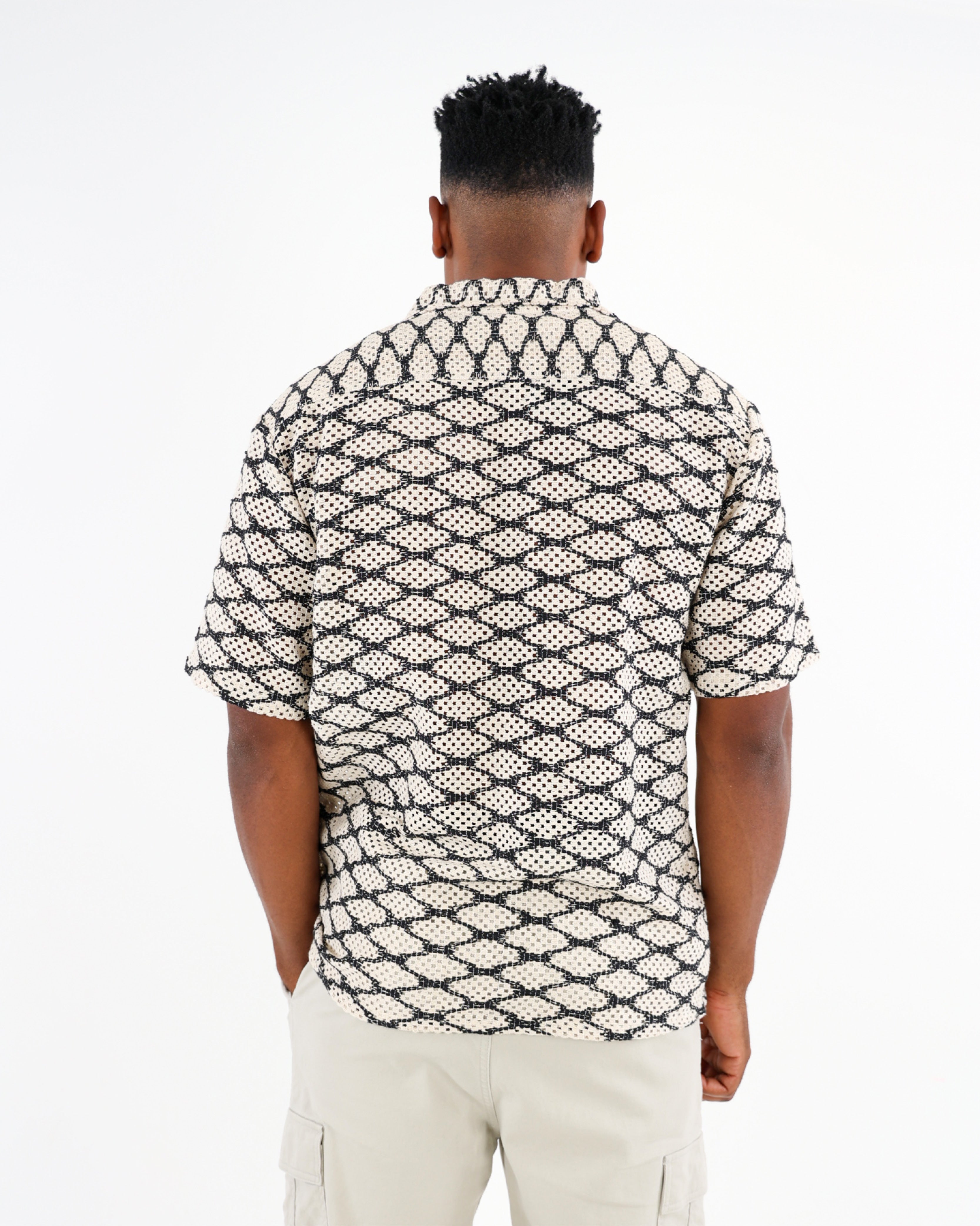 Short Sleeve Crochet Button Up Shirt