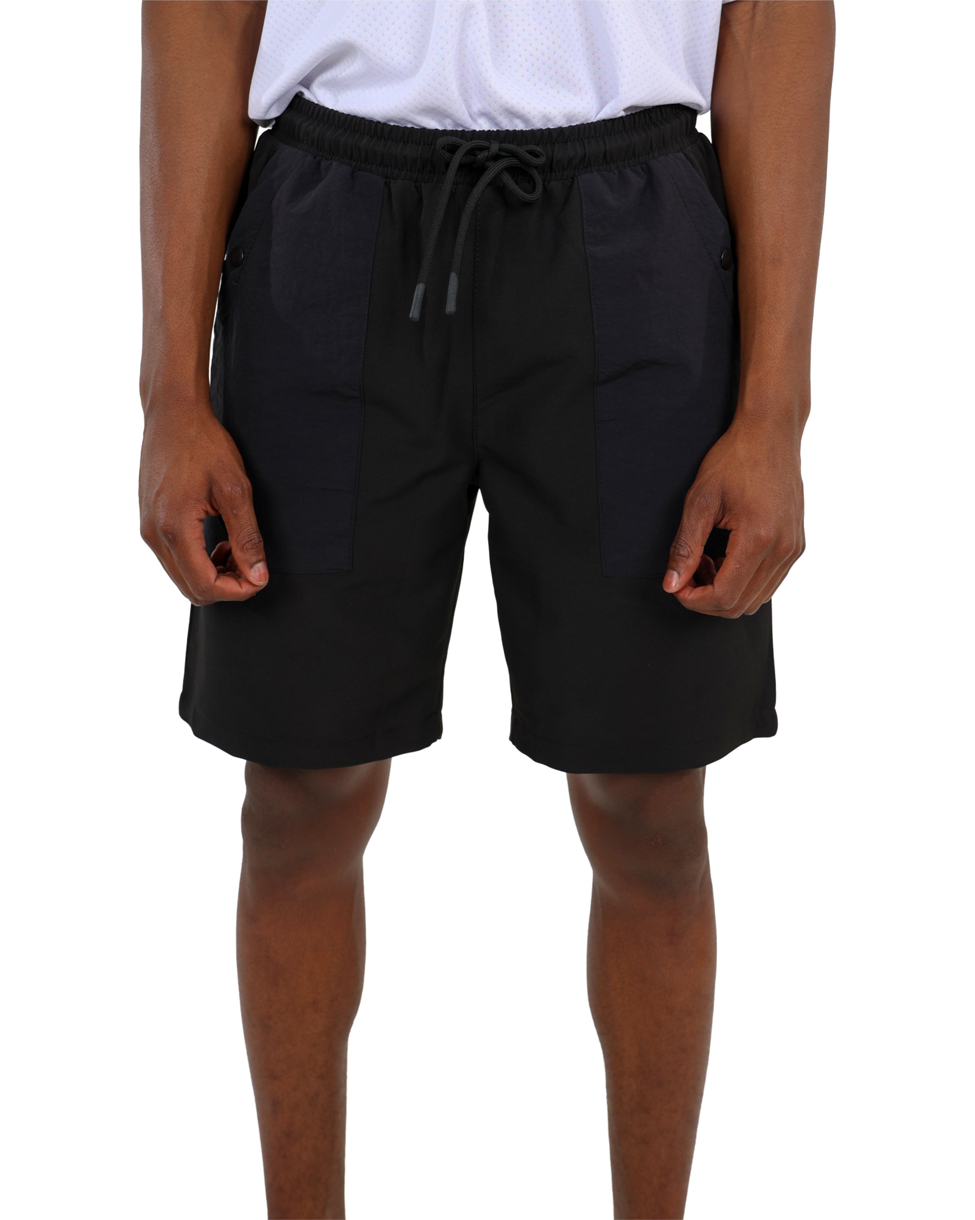 Black Chunky Zip Hiking Shorts