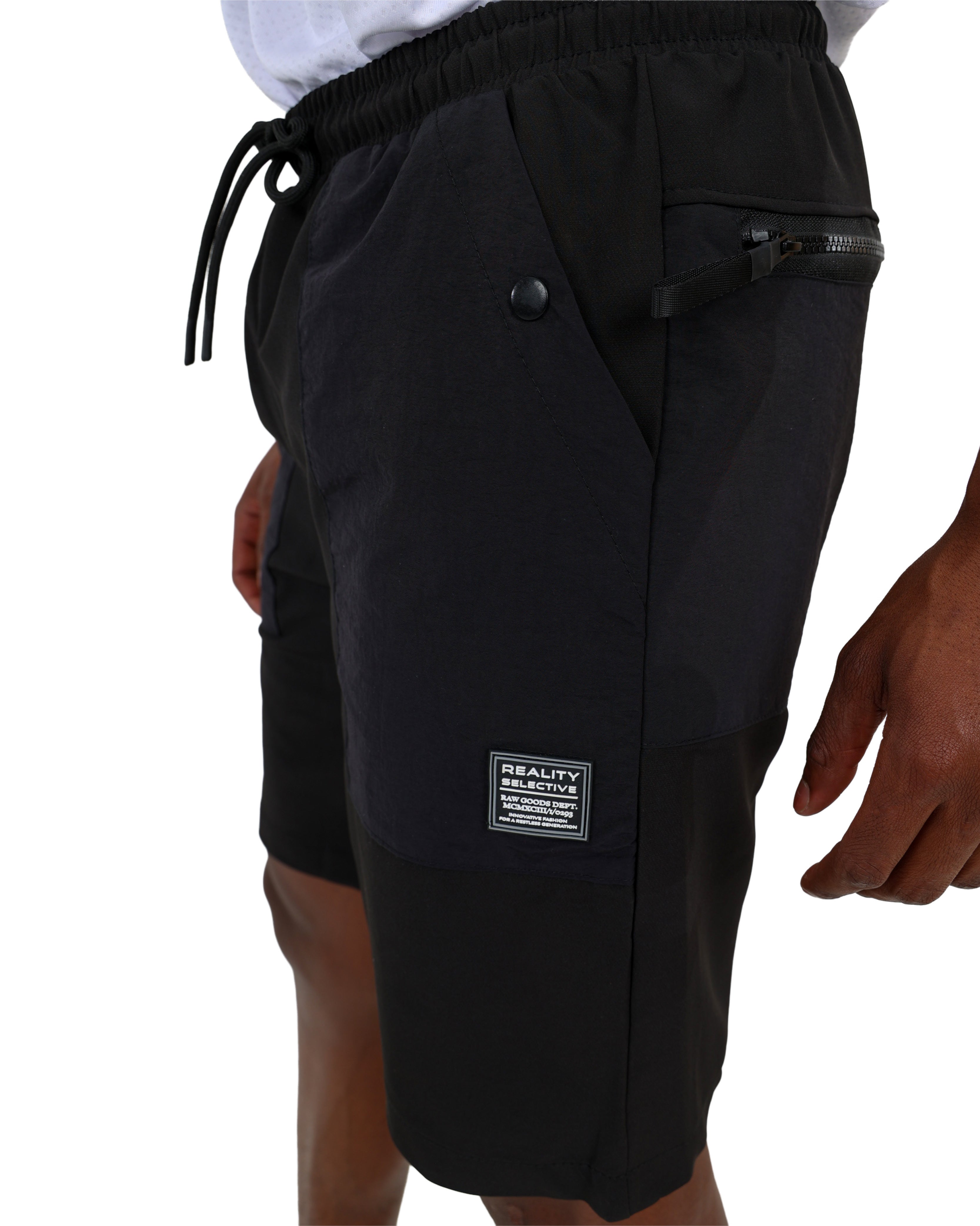 Black Chunky Zip Hiking Shorts