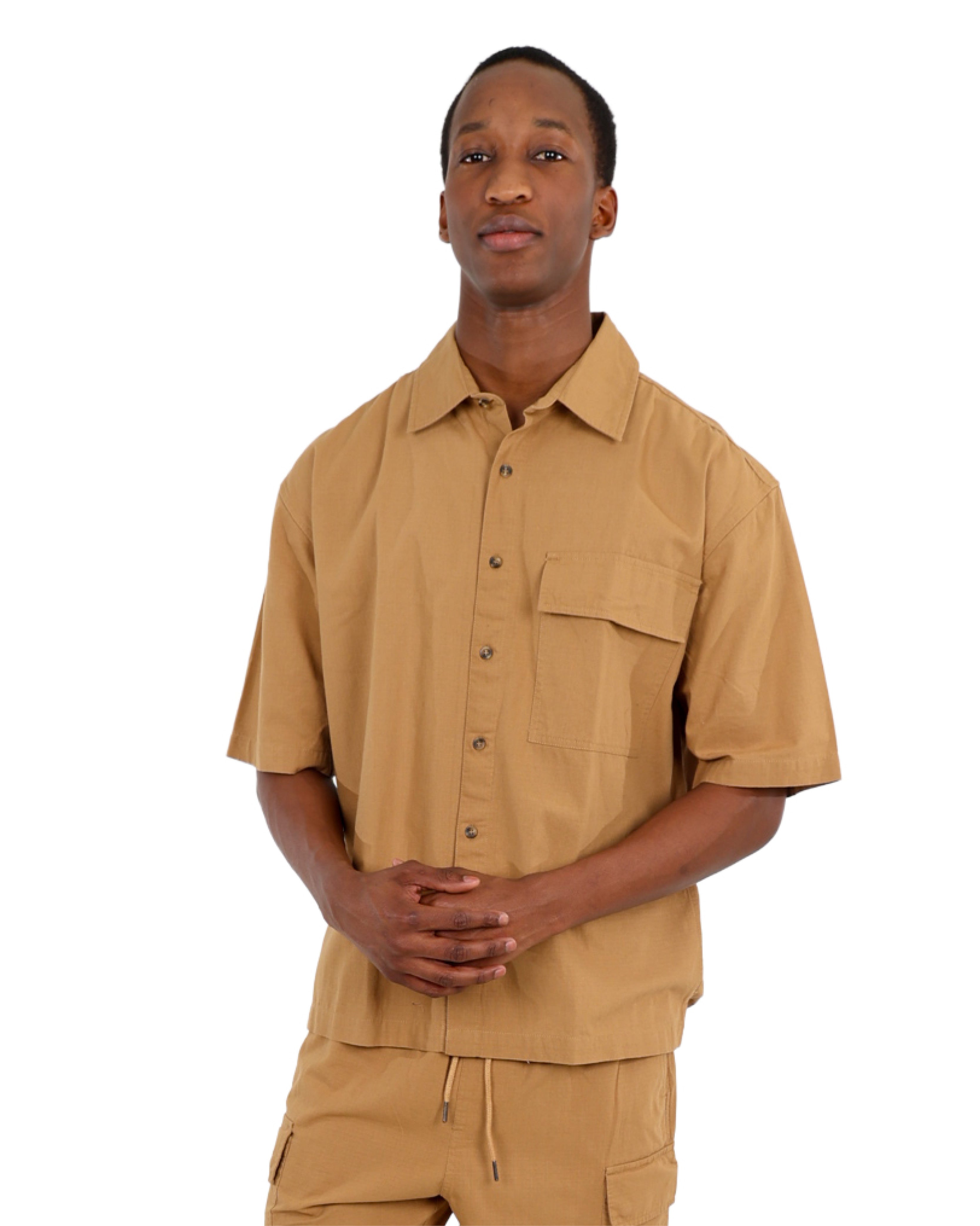 Camel Rip Stop Short Sleeve Shirt